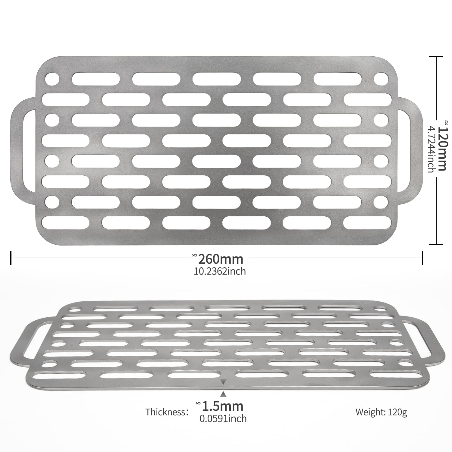 TiTo Titanium BBQ Grill Net - Portable Ultralight Non-Stick Camping Grill Grate for Meat, Fish & Vegetables | Perfect for Outdoor Cooking, Backpacking, Picnics & Garden Parties | Includes Storage Bag & Charcoal Holder (Model B)