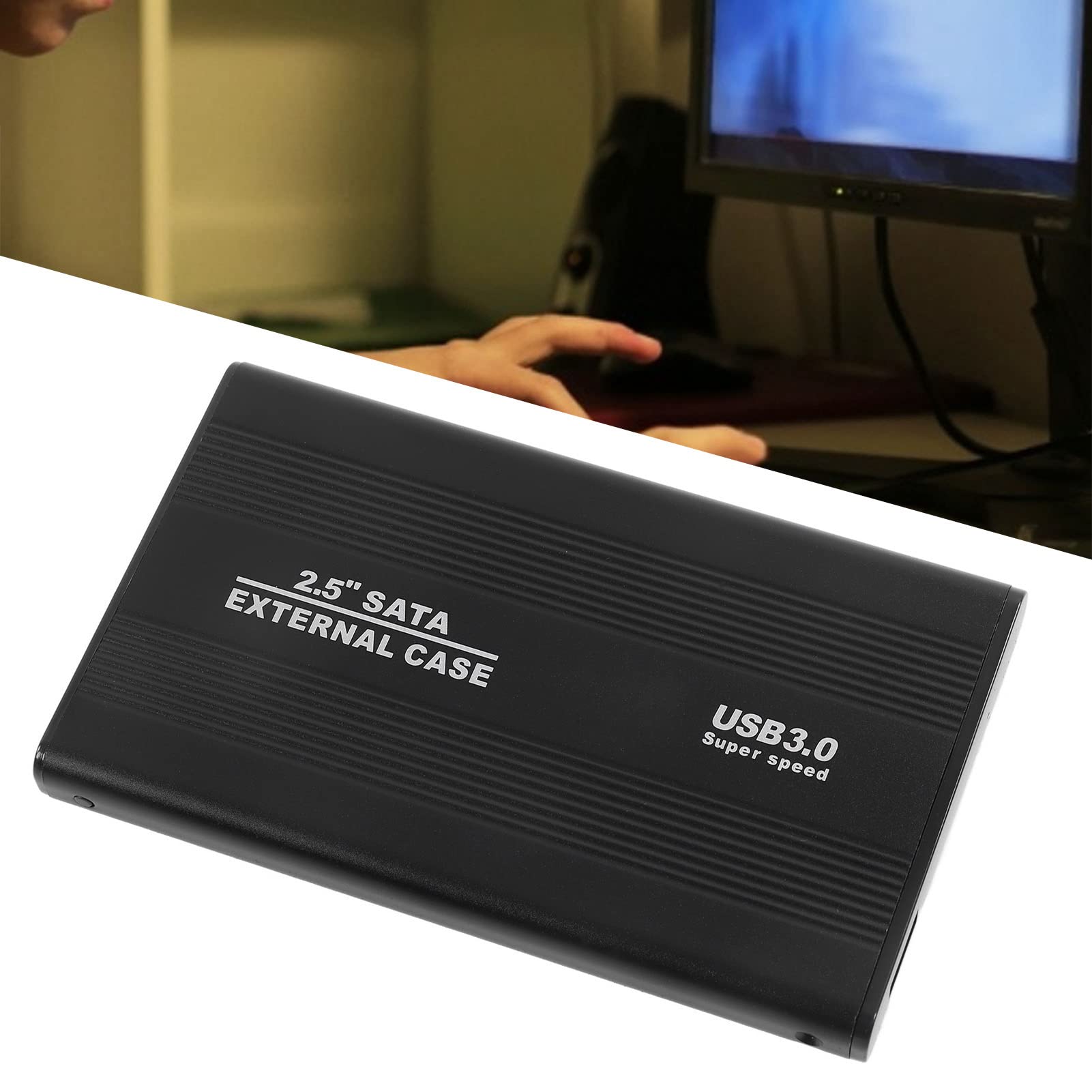 2.5 Inch HDD Enclosure - 5Gbps USB 3.0 Aluminum Hard Drive Case for Laptop & Desktop, External Storage Solution for Data Backup, Media Transfer, and File Sharing (Black)