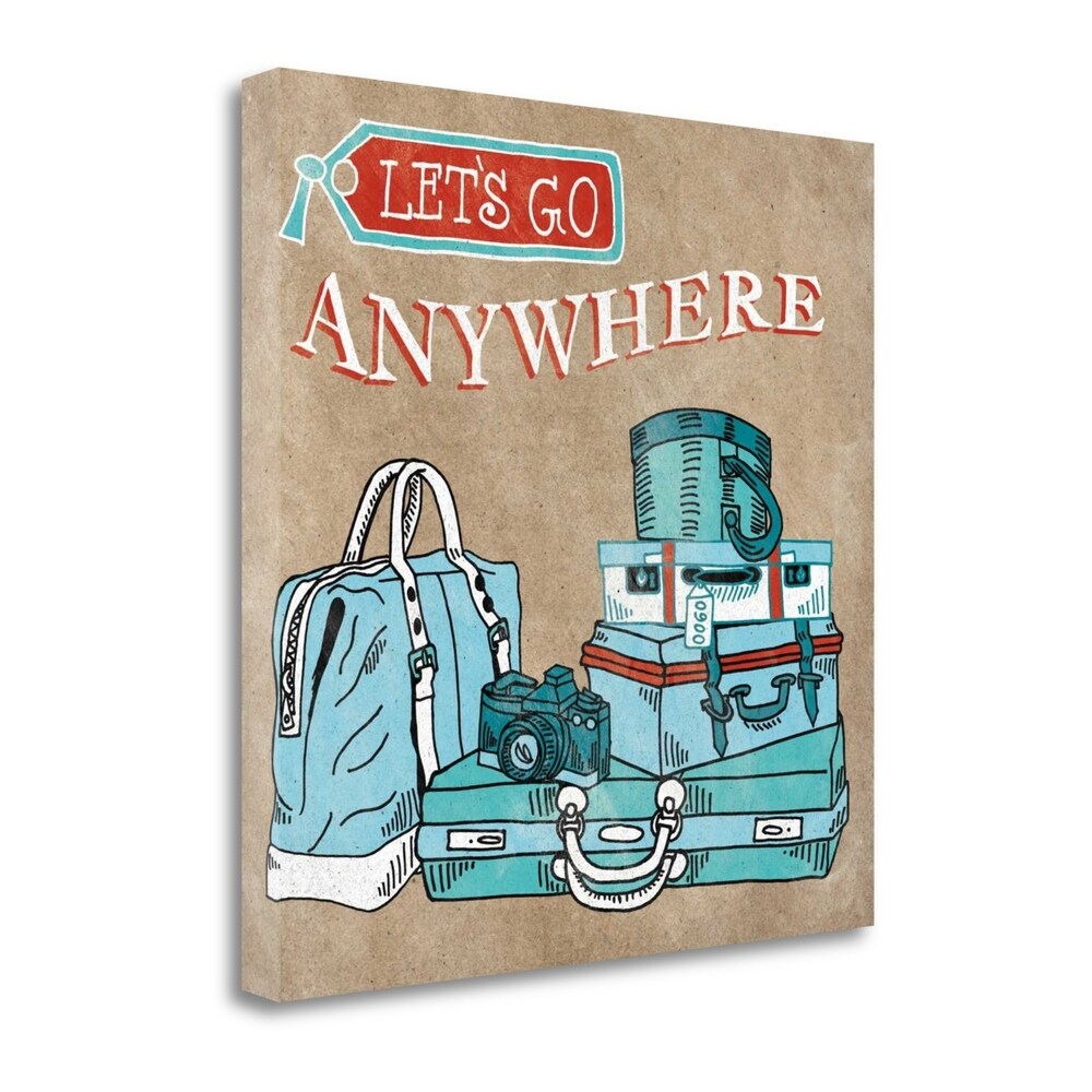 Adventure Love Suitcase Taupe Art Print by Mary Urban - Premium Giclee on Gallery Wrap Canvas - Perfect for Home Decor, Office & Gift Giving