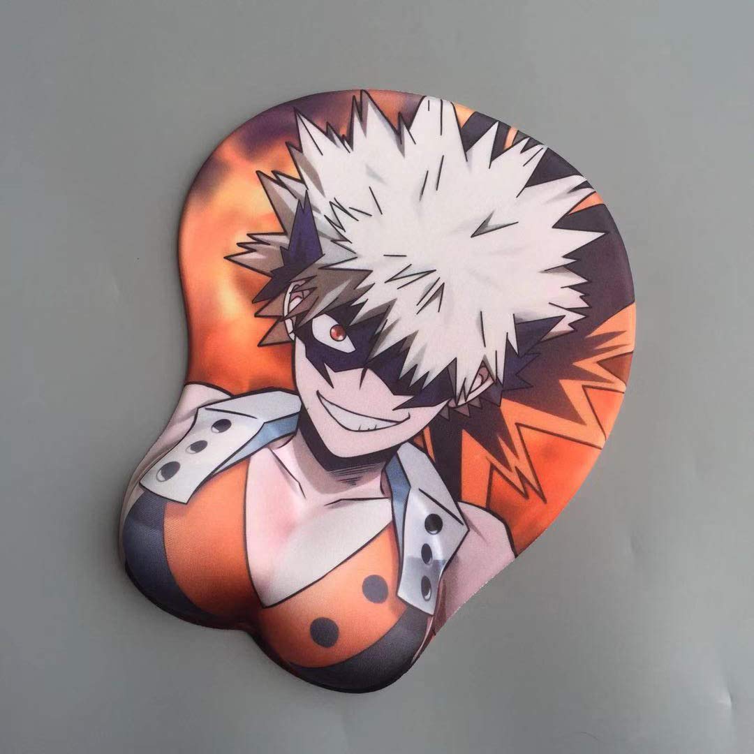 3D Anime Mouse Pad with Silicone Gel Wrist Support - Non-Slip Gaming Mouse Mat with Ergonomic Wrist Cushion for Pain Relief (Bakugō Katsuki Design) - Perfect for PC Gaming, Office Work & Long Computer Sessions