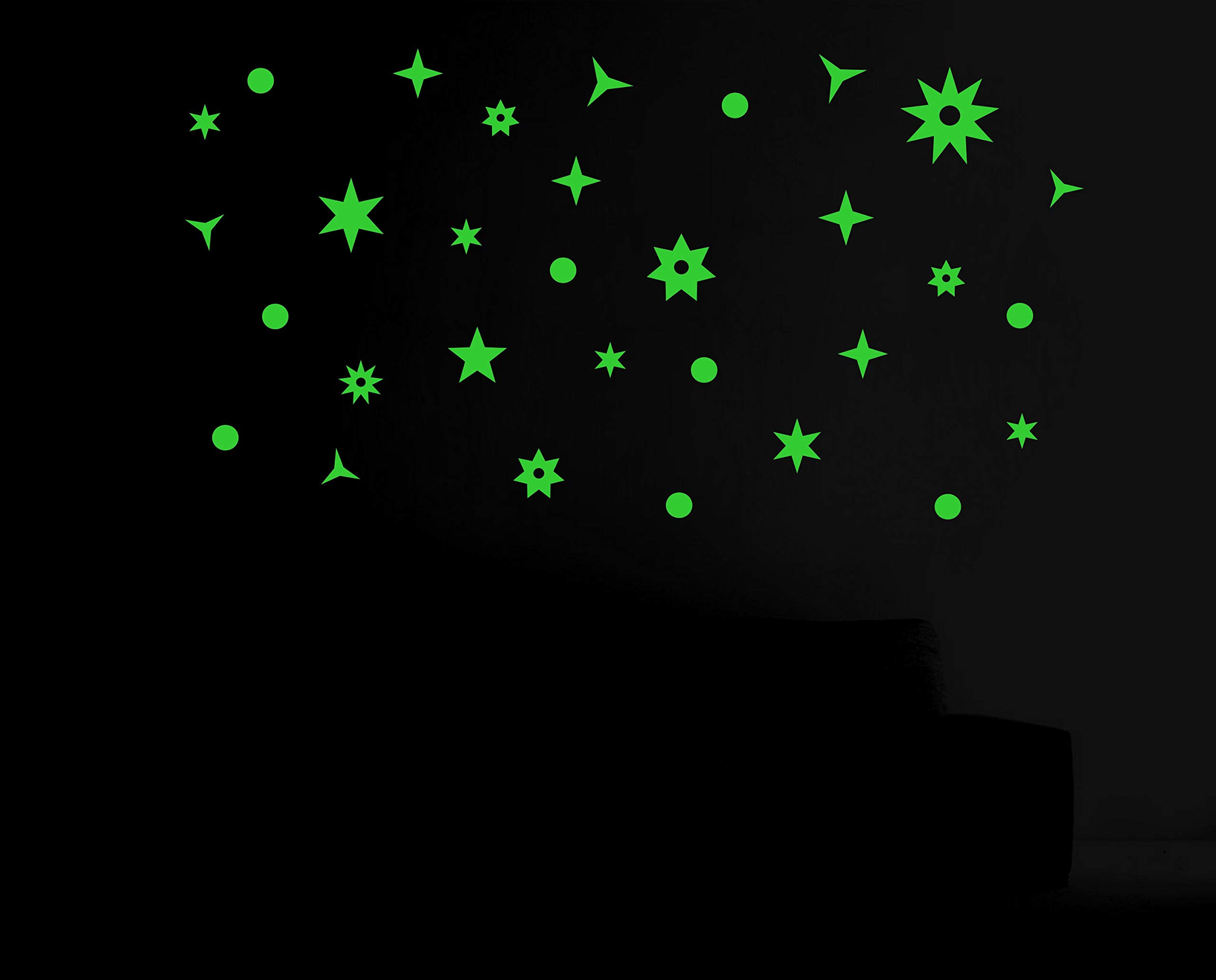Glow in the Dark Galaxy Wall Stickers - Self-Adhesive Star Decals for Bedroom, Kids Room & Nursery - Perfect for Nighttime Glow Decor, Ceiling & Wall Art (50-Piece Set)