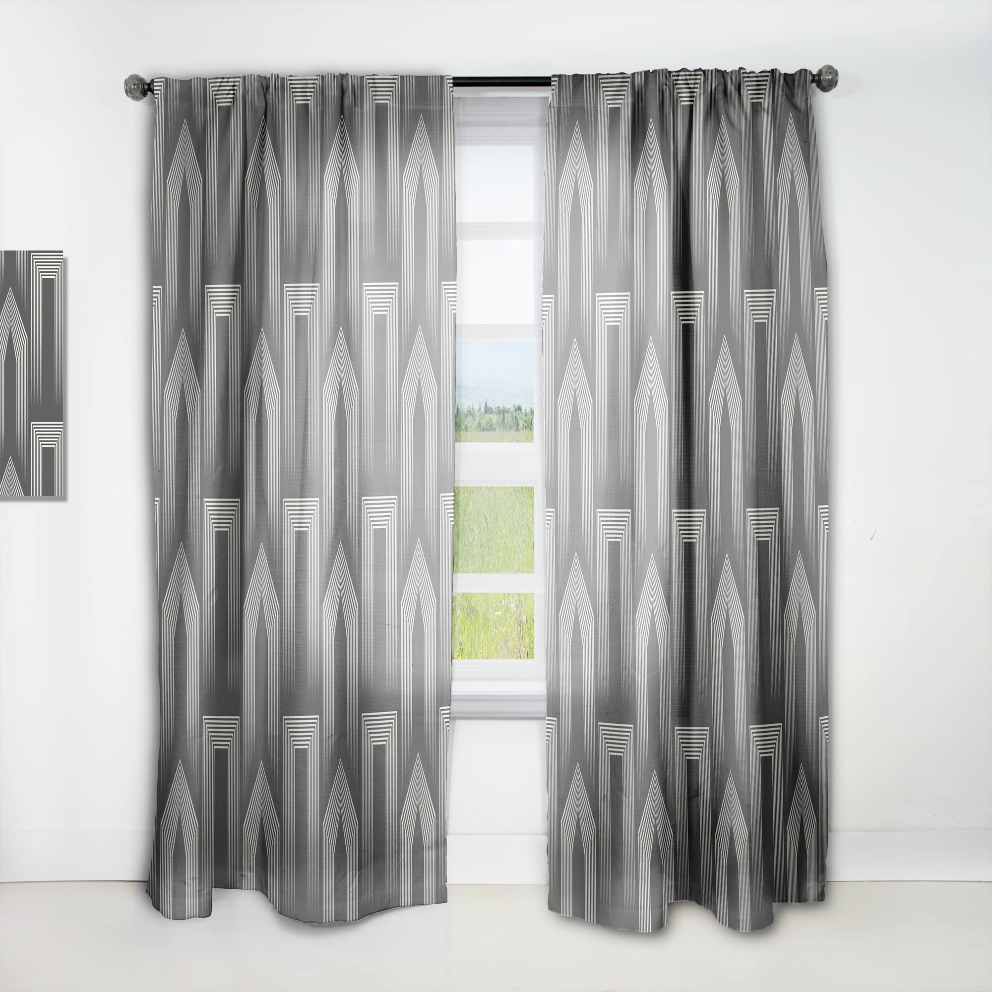 DesignQ Minimalist Black & White Curtains - Thermal Insulated Single Panel (52x90 inches) for Bedroom & Living Room - Modern Window Drapes for Home Decor & Light Blocking