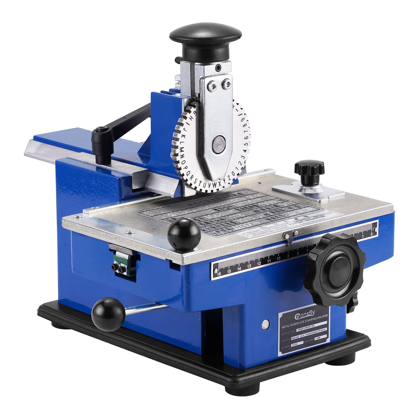 Semi-Automatic Metal Nameplate Stamping Machine - 2mm Character Wheel Embosser for Dog Tags, Labels & Industrial Marking | Perfect for Pet ID, Military Gear & Equipment Branding