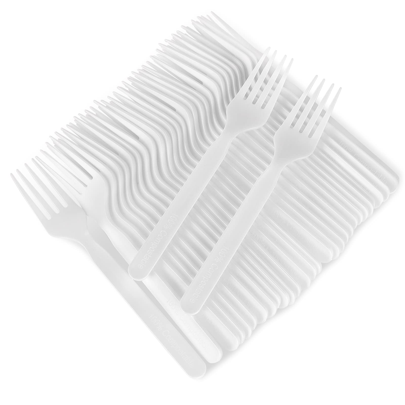 Eco-Friendly Compostable Forks - 100 Biodegradable Disposable Utensils for Parties, Heat Resistant & Plastic-Free Alternative | Perfect for Outdoor Events, Picnics & Sustainable Dining