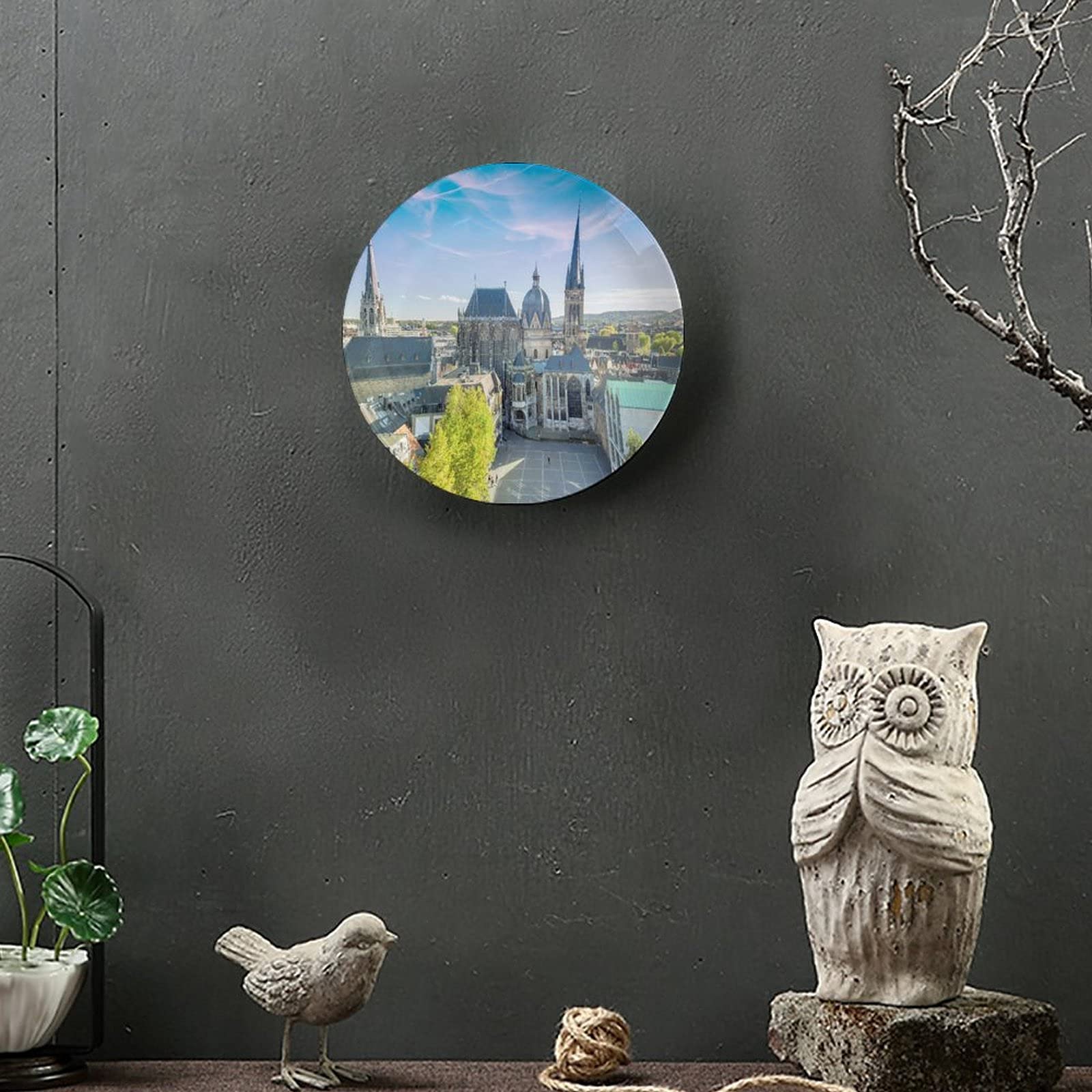 Aachen Germany Cityscape Ceramic Decorative Plate - 8 Inch Porcelain Dish for Kitchen Art, Wall Display, Home Decor & Gift Idea