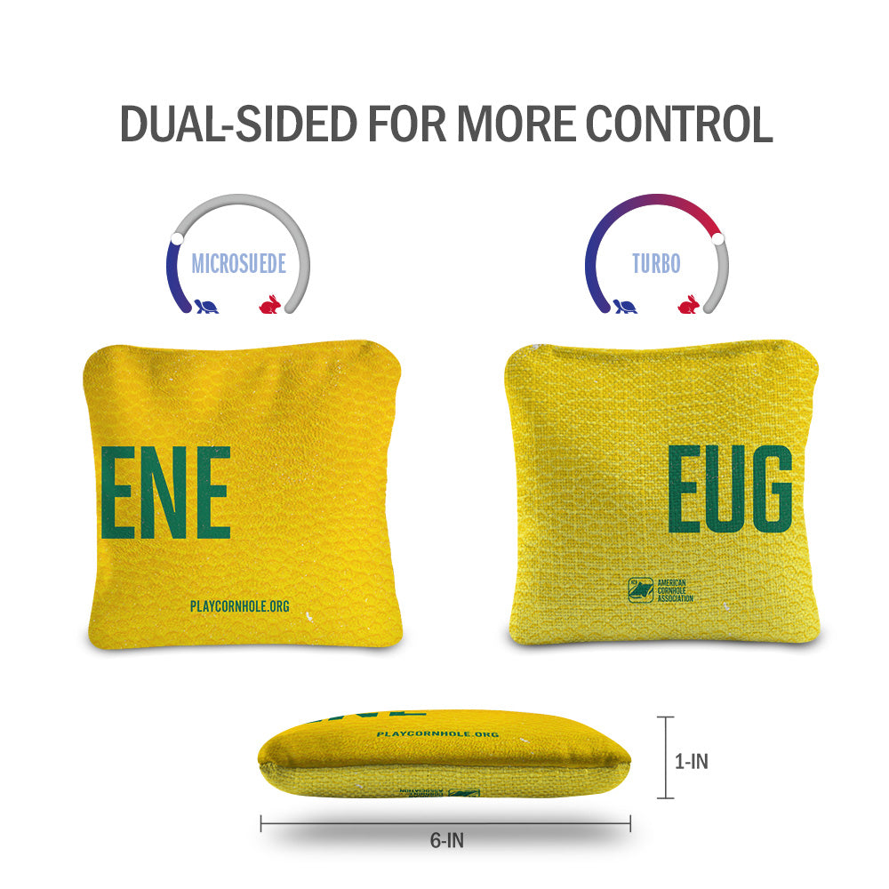 Premium Eugene Campus Gameday Synergy Pro Cornhole Bags Set - Regulation Size & Weight for Outdoor Tailgating, Backyard Parties & College Game Day Events