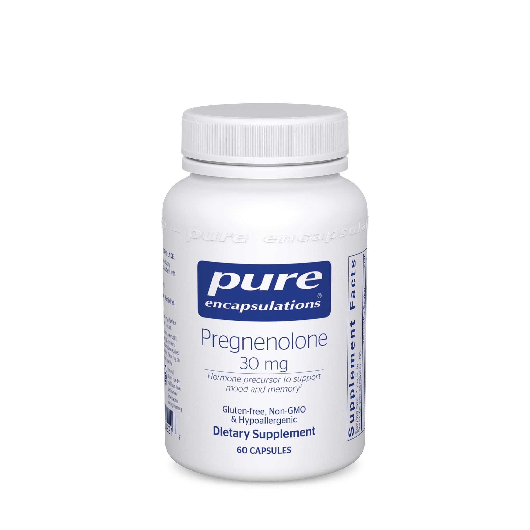 Pure Encapsulations Pregnenolone 30 mg Supplement - Hormone Support for Stress Relief & Cognitive Function - Supports Adrenal Health & Mood Balance - Perfect for Daily Wellness Routine & Anti-Aging