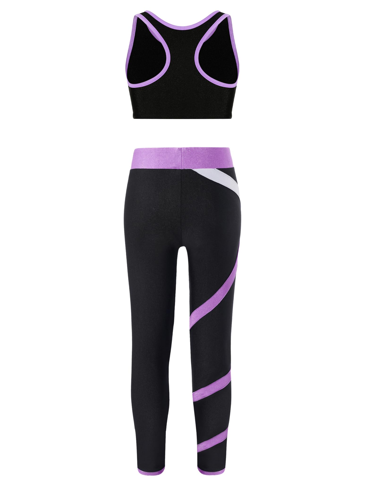Girls 2-Piece Dance Outfit Set - Sports Bra & Athletic Leggings - Gymnastics Tracksuit for Kids - Perfect for Dance Class, Yoga & Fitness Training