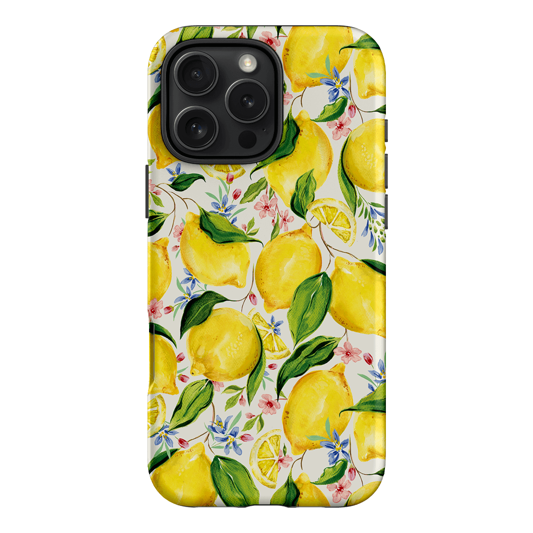 Premium Citrus Lemon Print Shockproof Phone Case for iPhone 15/14/13 - Trendy Summer Aesthetic with Drop Protection | Perfect for Beach, Vacation & Outdoor Activities
