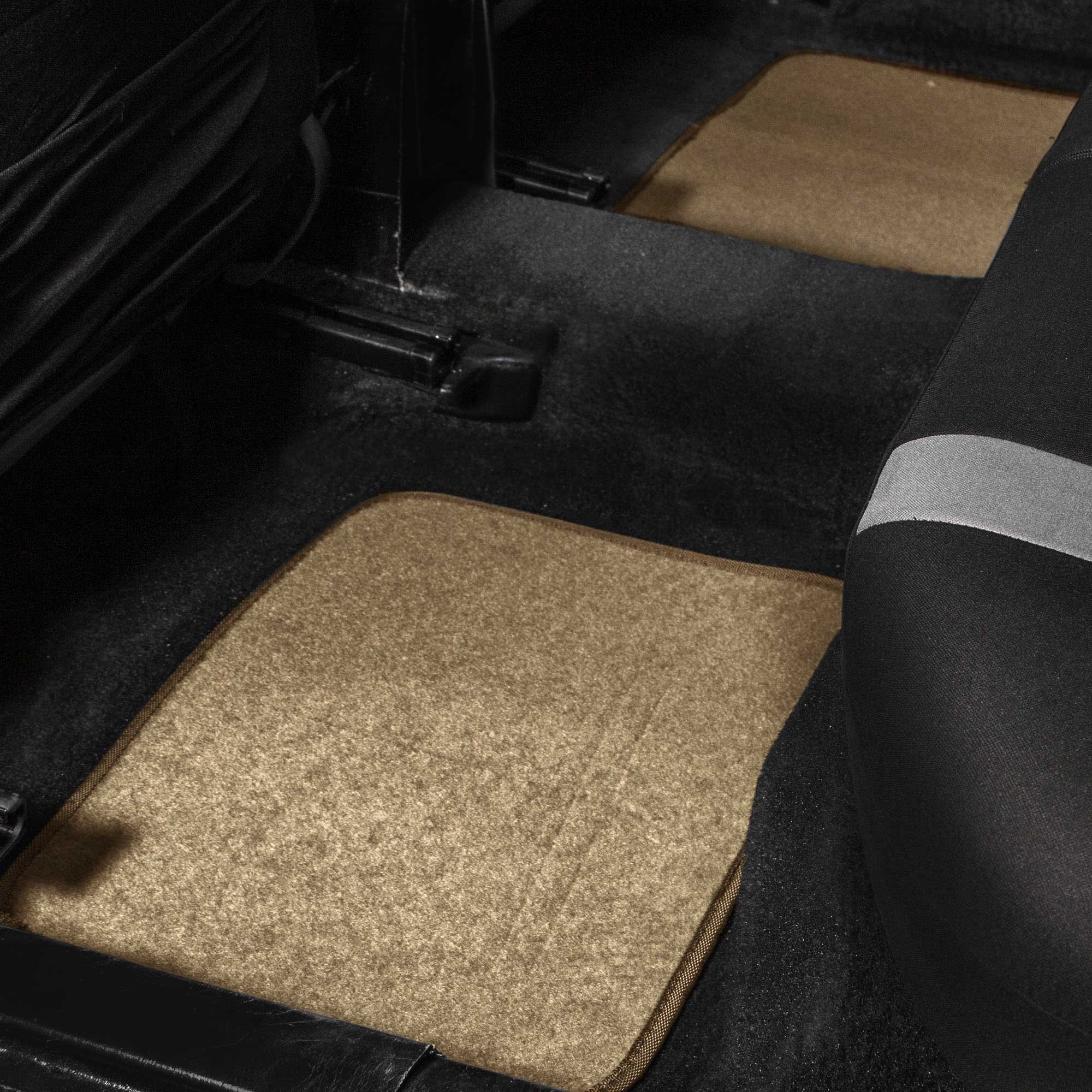 TLH Universal Fit Car Floor Mats with Heel Pad - Non-Slip Beige Auto Carpets for Sedans, SUVs & Trucks - Waterproof & Durable Interior Protection for All-Weather Use