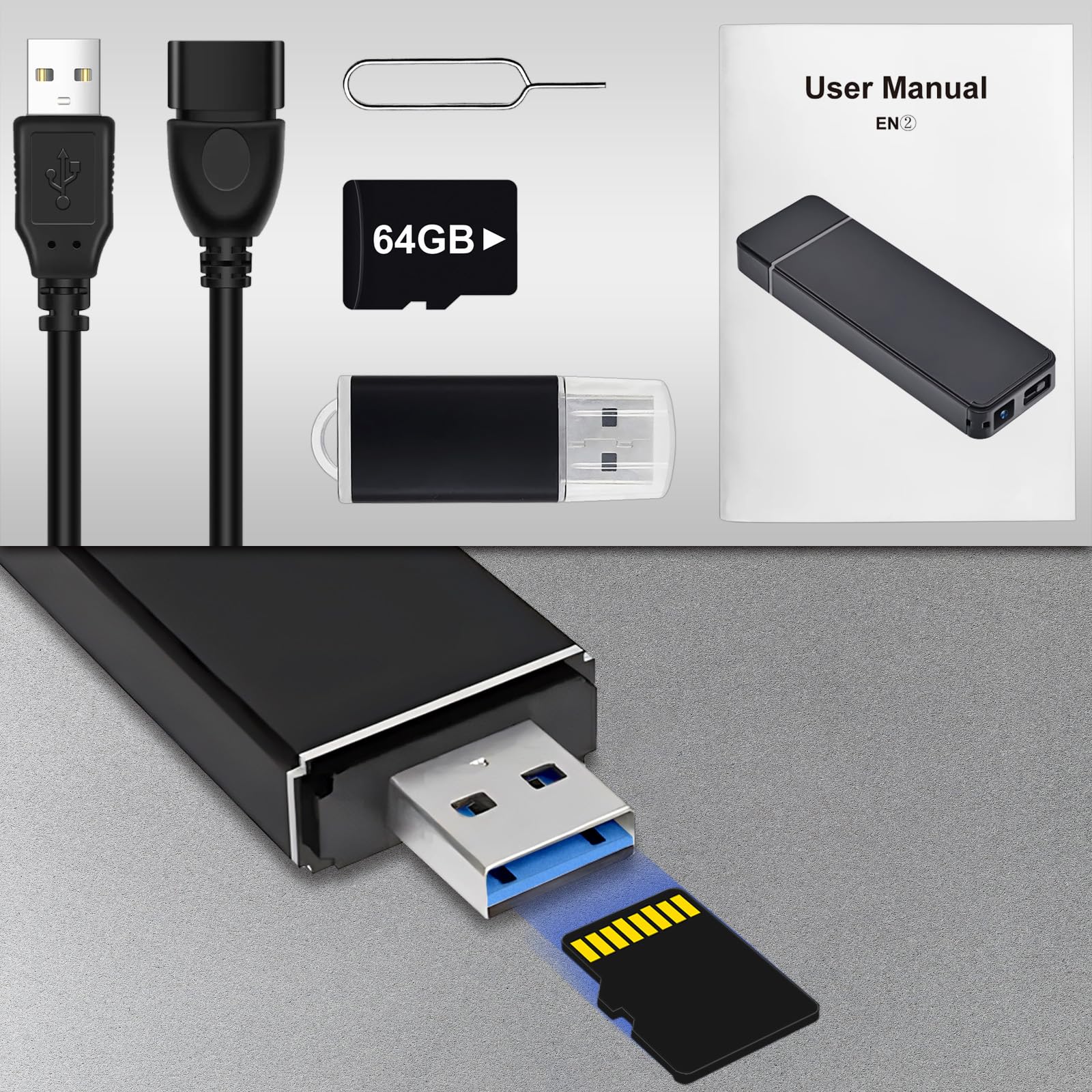 64GB Hidden Camera USB Flash Drive - 1080P Mini Spy Camera with Motion Detection, Small Surveillance Camera for Home & Office Security | Perfect for Covert Recording, Secret Monitoring, and Evidence Collection