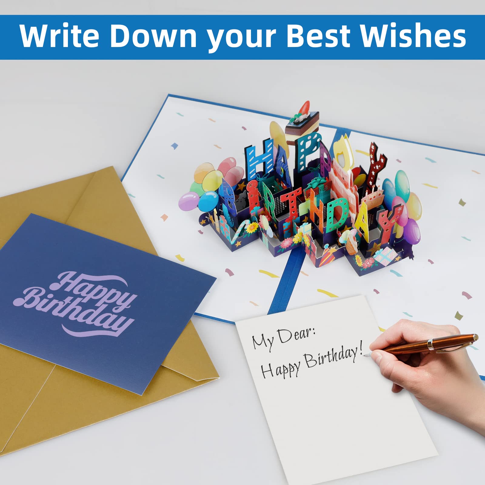 3D Pop Up Birthday Card with LED Lights & Music - Blowable LED Candle & Colorful Breathing Lights - Unique Birthday Cards for Women, Men, Husband, Wife, Kids, Mom, Dad - Perfect for Birthday Parties, Anniversaries & Special Occasions