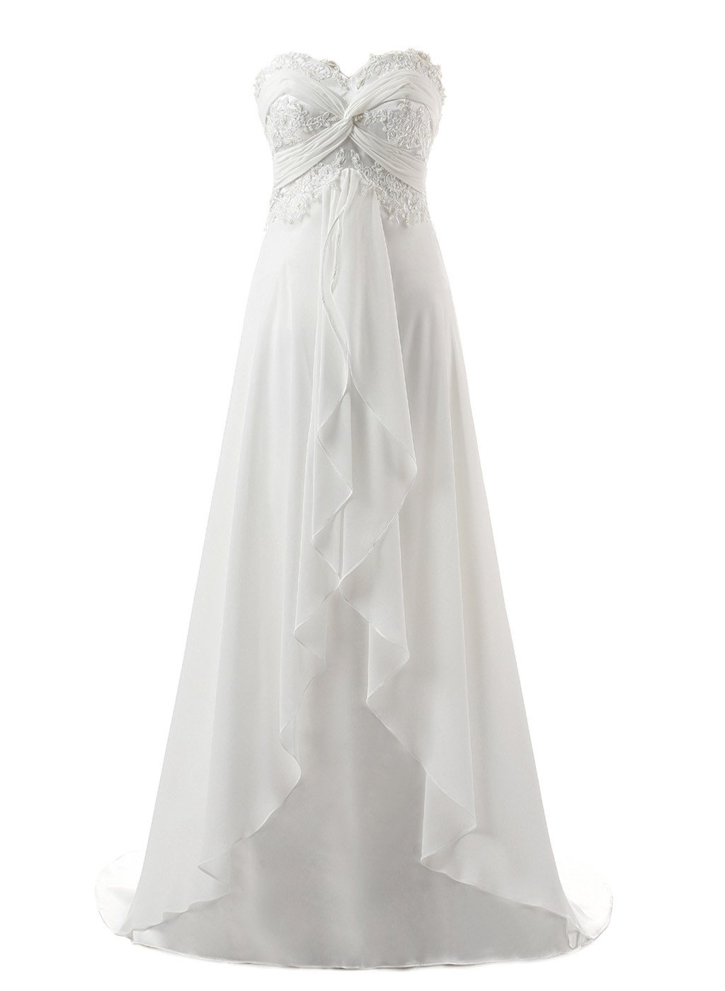 Elegant Sweetheart Neckline Chiffon Long Beach Wedding Dress for Women – Perfect for Beach Weddings, Destination Elopements, and Romantic Seaside Ceremonies