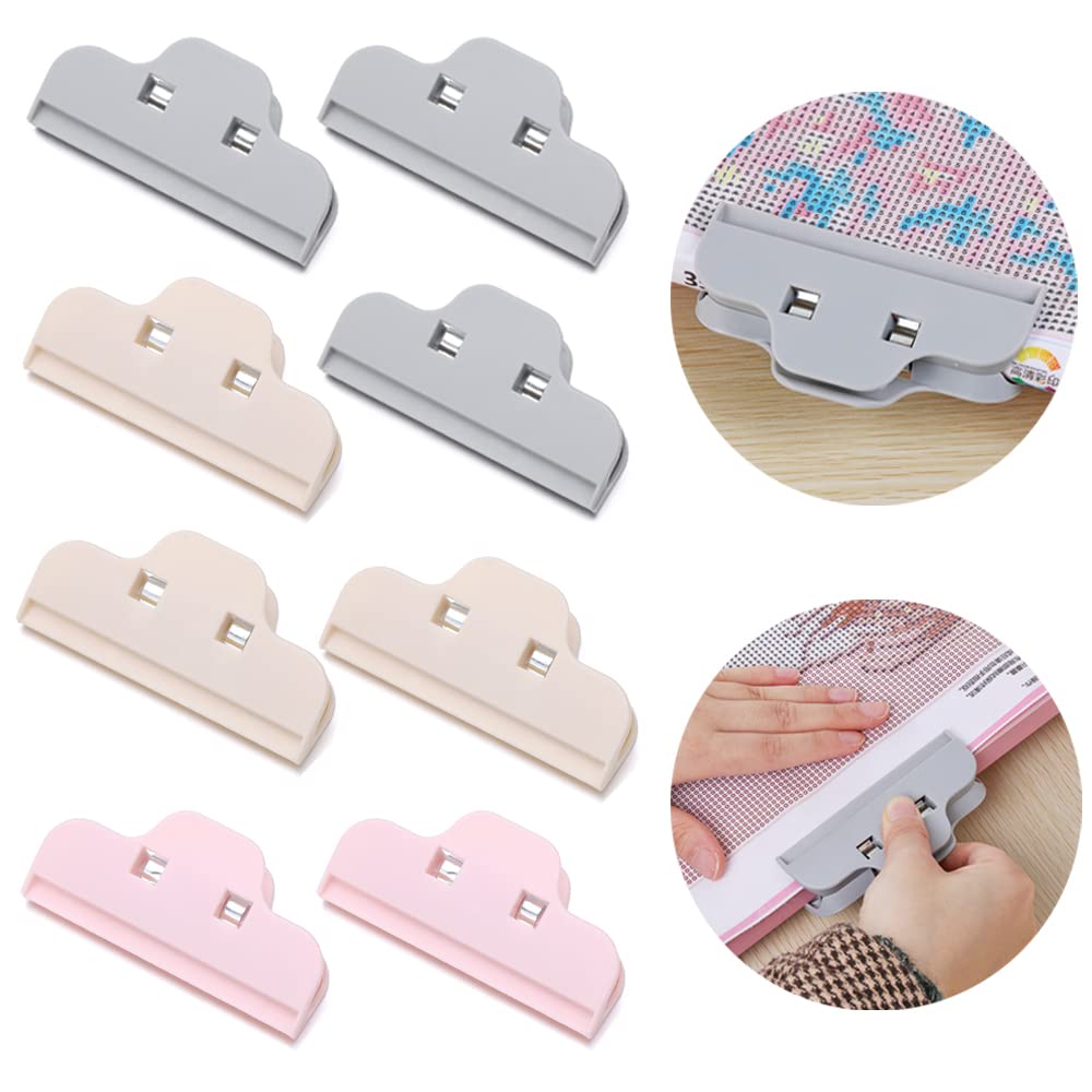 8 PCS Large Seal Clips for Diamond Painting Canvas, DIY Art, Bread Bags & Snack Bags - Heavy Duty Plastic Clips for Crafting, Kitchen & Grocery Storage (Perfect for Organizing and Sealing)