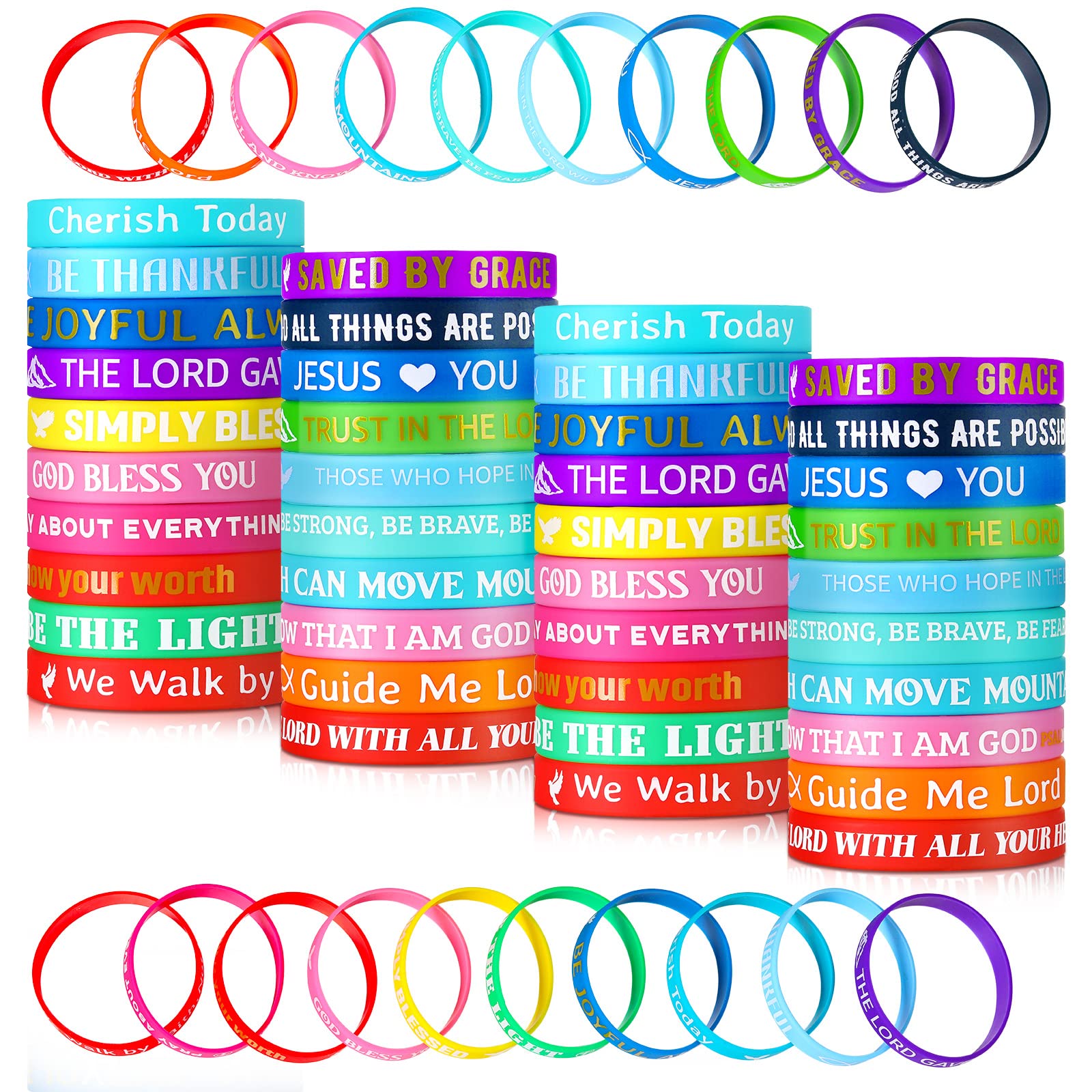 Bible Verse Silicone Wristbands - Inspirational Rubber Bracelets with Faith Sayings for Men & Women (120pcs) - Perfect for Church Groups, Bible Study, Youth Retreats & Christian Gifts