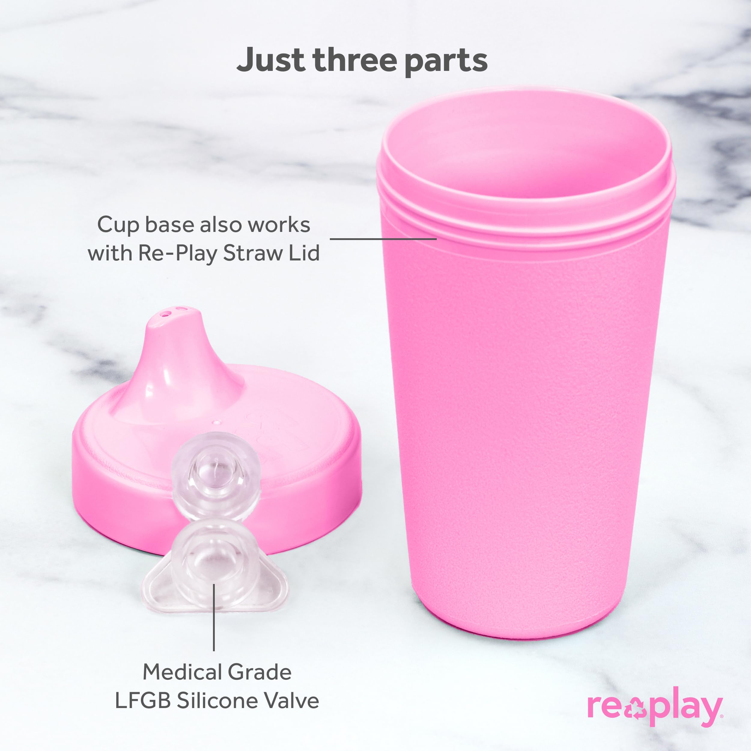 Re-Play Made in USA 10 Oz. Spill-Proof Sippy Cups for Toddlers (Pack of 4) - BPA-Free Reusable Kids Cups with Hard Spout - Dishwasher & Microwave Safe - 3.13