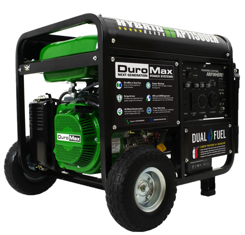 DuroMax XP11500EH 9000W/11500W Dual Fuel Portable Generator with Electric Start - Perfect for Home Backup Power, Camping & Emergency Use