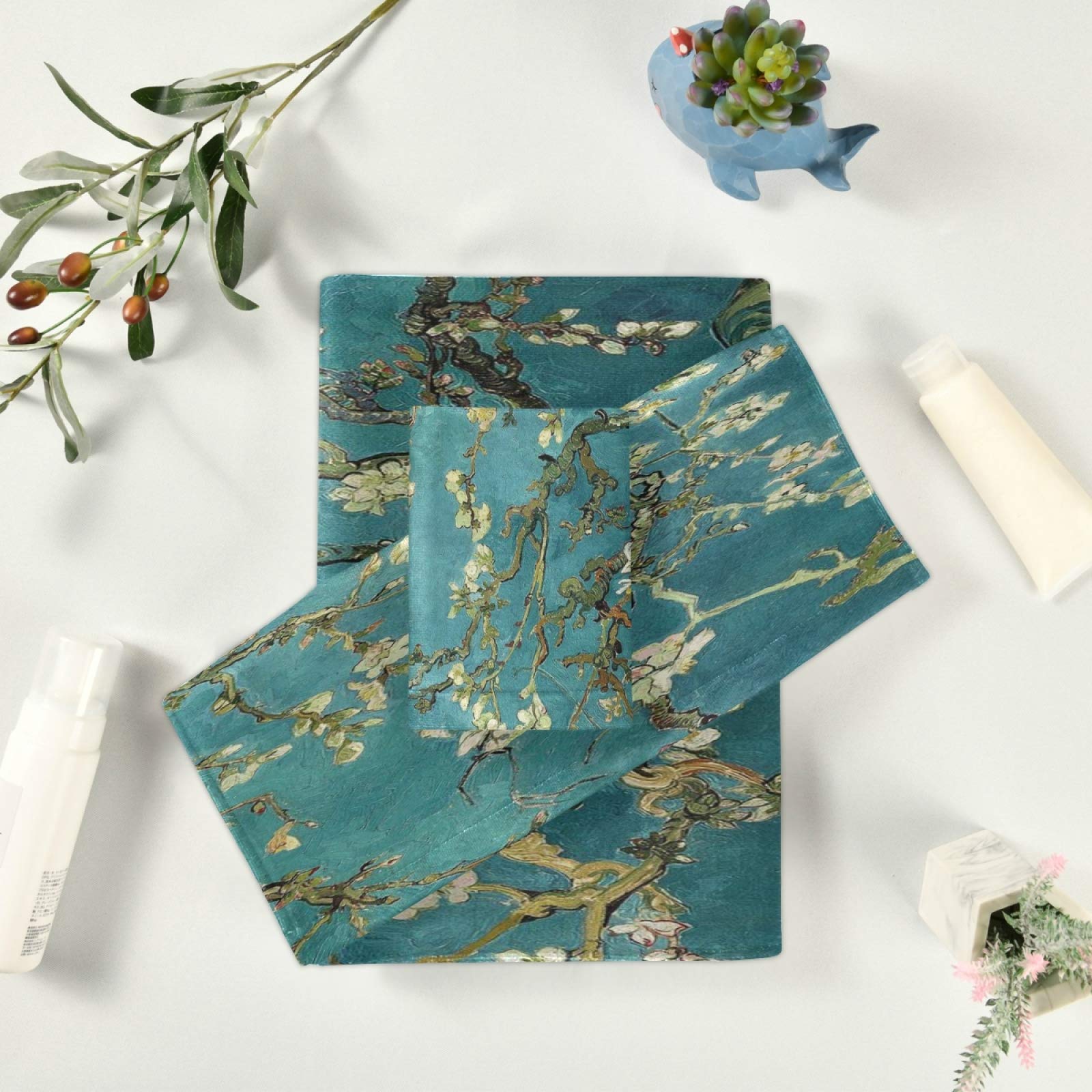 Van Gogh Almond Bath Towel Set - Luxury 3-Piece Decorative Towels (1 Bath, 1 Hand, 1 Washcloth) - Ultra Soft & Absorbent for Bathroom, Hotel, Gym, Yoga & Spa - Perfect for Home Decor & Guest Towels