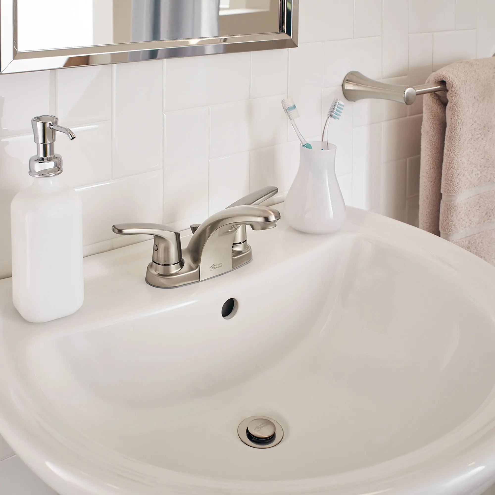 Colony PRO 4 Inch Centerset 2-Handle Bathroom Faucet - 1.2 GPM/4.5 LPM Water-Saving Lever Handle Design - Perfect for Modern Bathrooms, Powder Rooms & Guest Baths