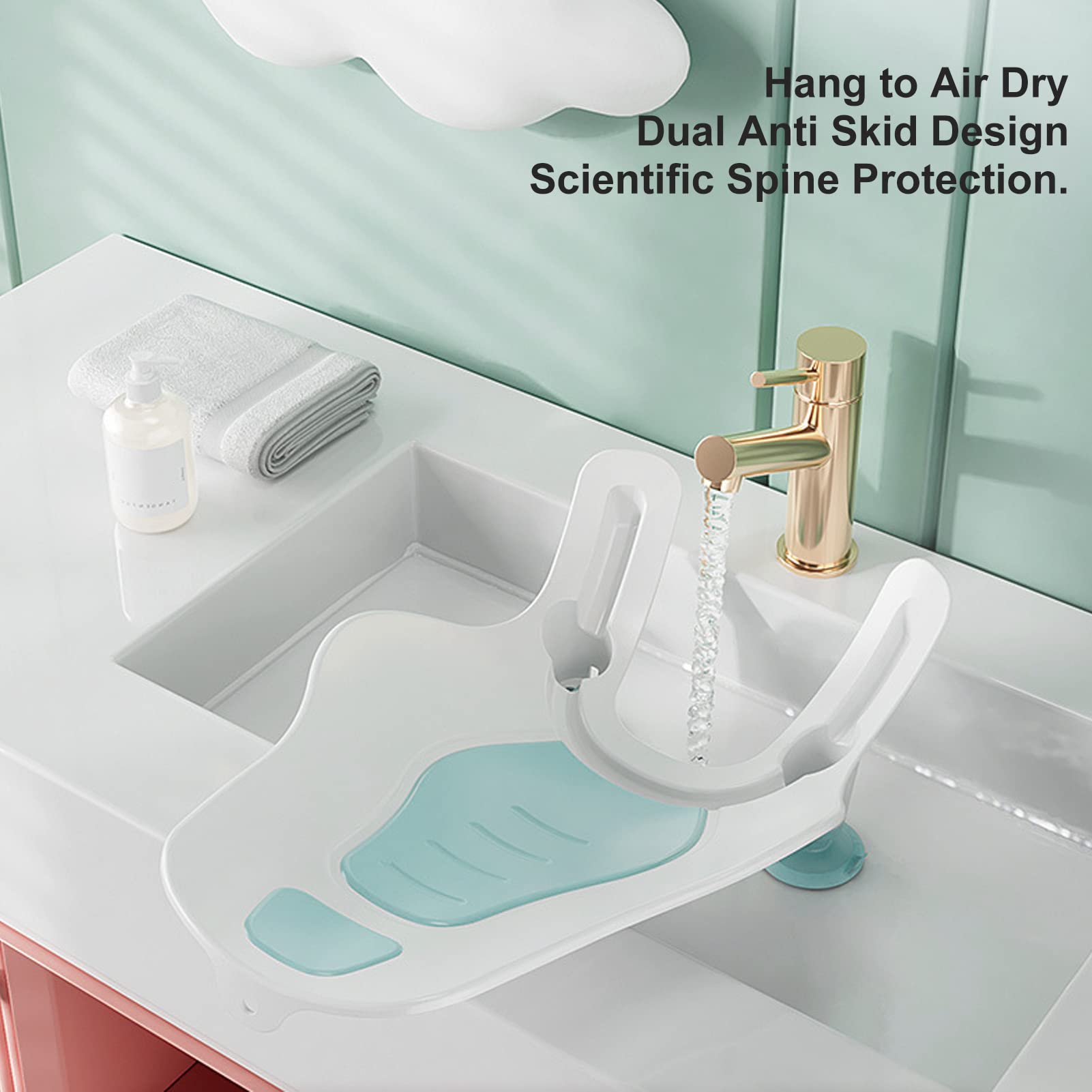 Clean Rinse Bather - Ergonomic Semi-Circle Sink for Baby Bathing, Portable & Foldable Butt Washer for Home Use (12 Pack) | Perfect for Newborn Care, Toddler Hygiene & Travel