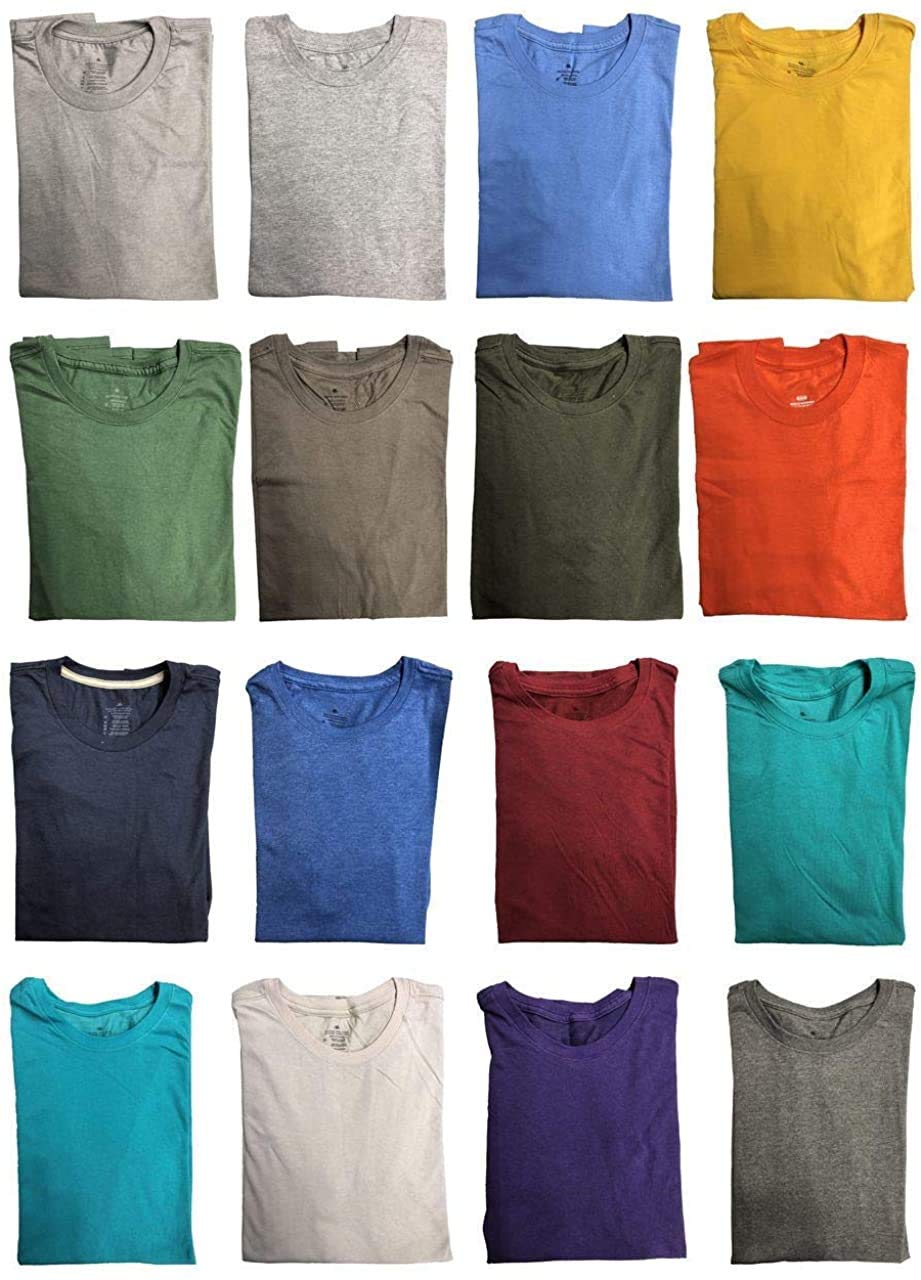BILLIONHATS 24 Pack Men's Cotton Short Sleeve T-Shirts - Lightweight Crew Neck Tees for Men in Assorted Bright Colors - Perfect for Casual Wear, Gym, Workout & Everyday Use