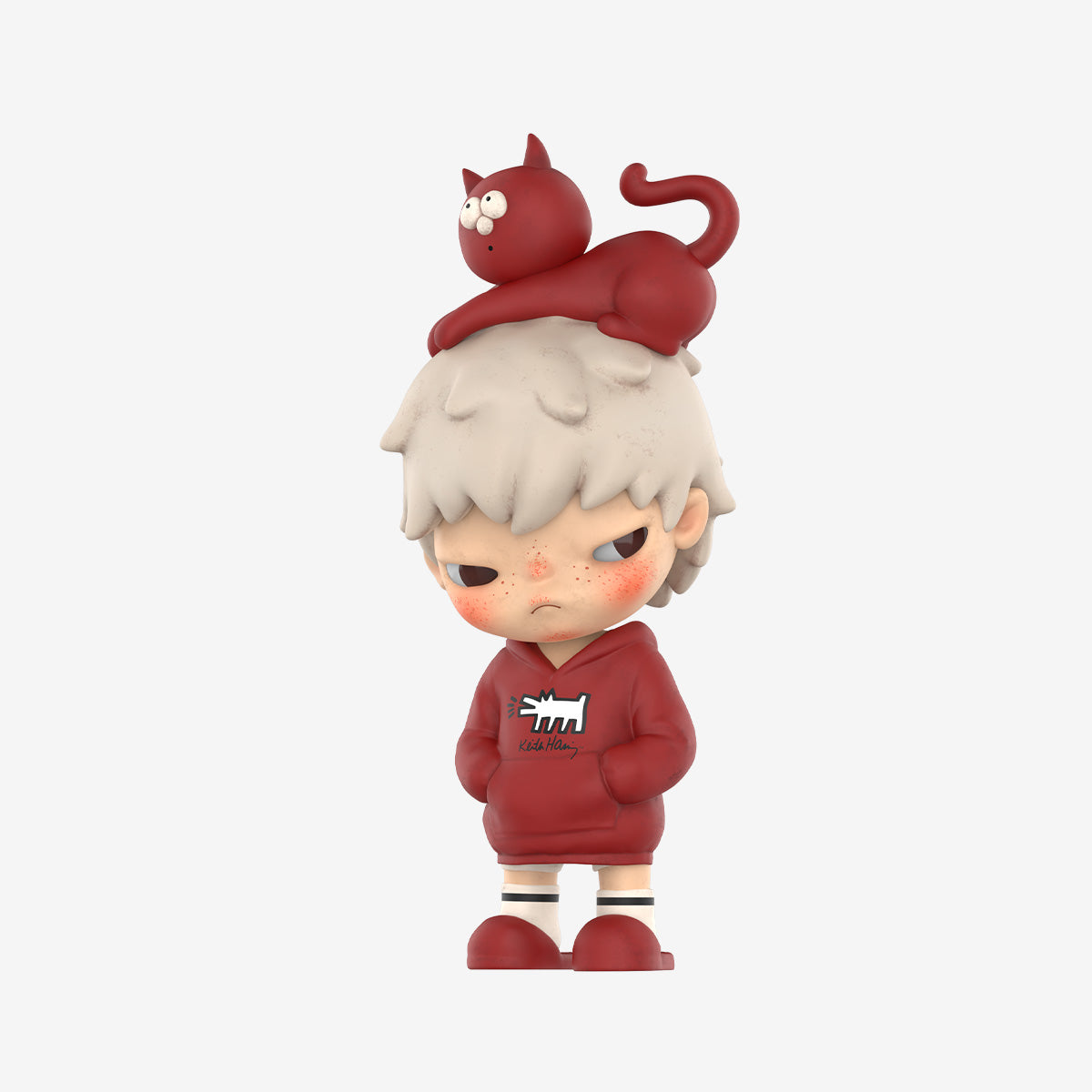 Pop Mart Hirono x Keith Haring Limited Edition Vinyl Figure Collectible - Cute Art Toy for Display, Gift & Home Decor