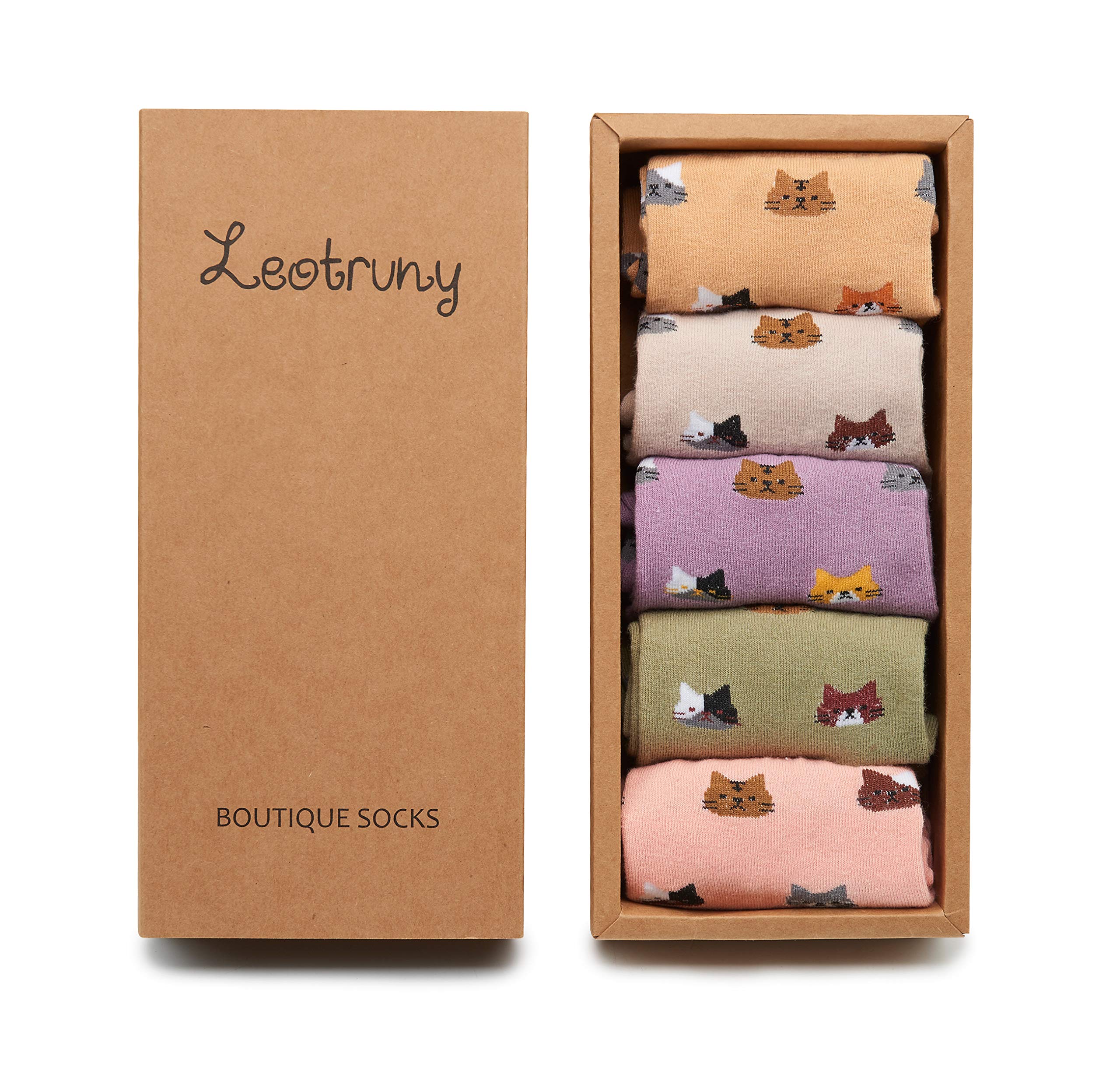 Leotruny Women's Cute Cat Socks - Funny Animal Novelty Crew Socks for Women & Girls with Gift Box | Perfect for Casual Wear, Gifts & Cosplay