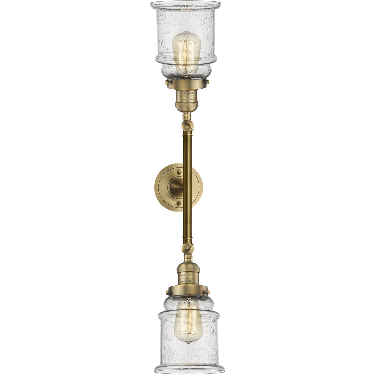 Innovations 208-BB-G184-LED 2-Light Vintage Style Dimmable LED Bathroom Vanity Light Fixture in Brushed Brass Finish - Perfect for Bathroom, Powder Room and Dressing Area Lighting