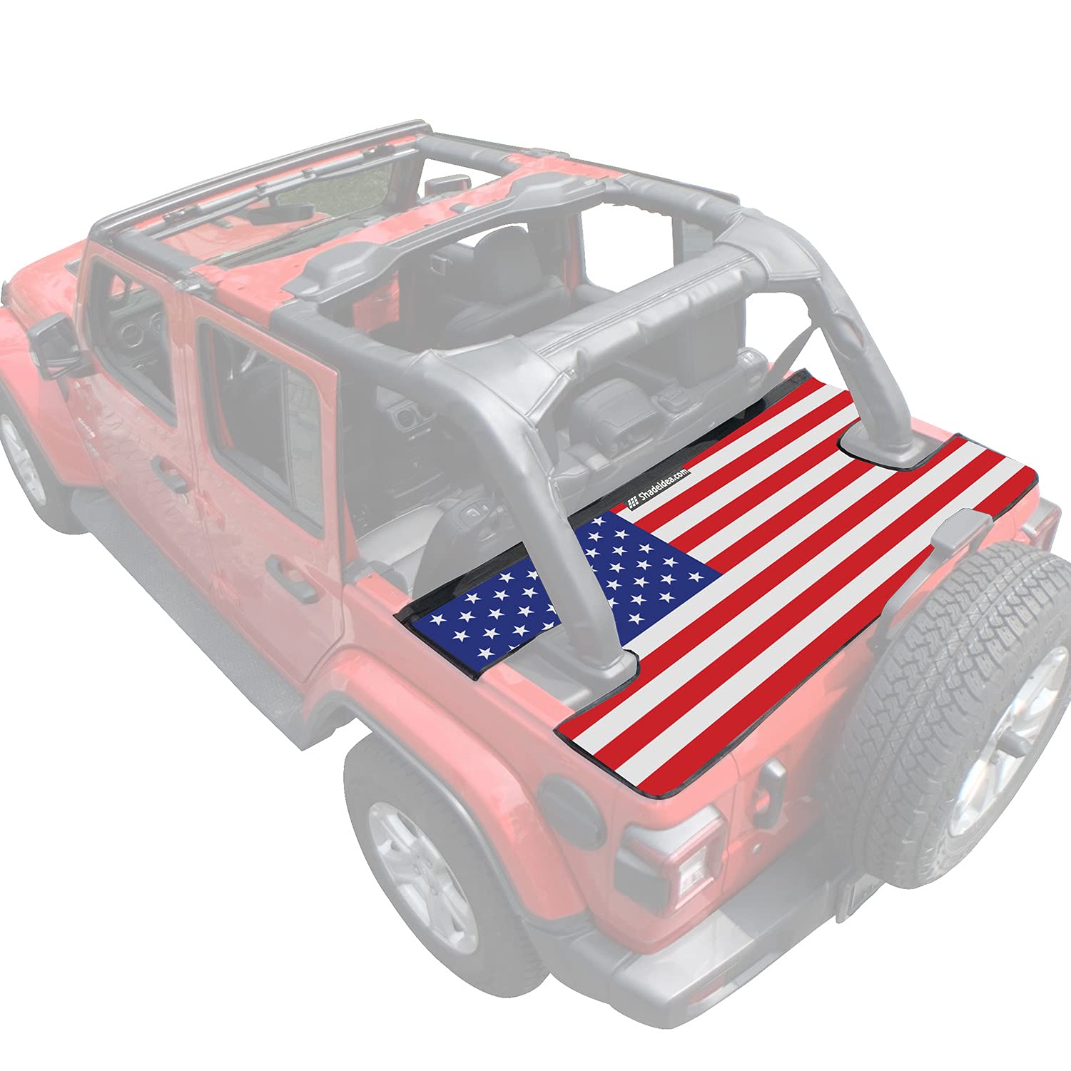 Shadeidea Tonneau Cover for Jeep Wrangler JL 4 Door & JLU (2018-2023) | Rear Trunk Vinyl Cargo Cover | Compatible with Rubicon, Sahara, Sport S Models | American Flag Design | 3-Year Warranty | Perfect for Off-Roading, Camping & Outdoor Adventures