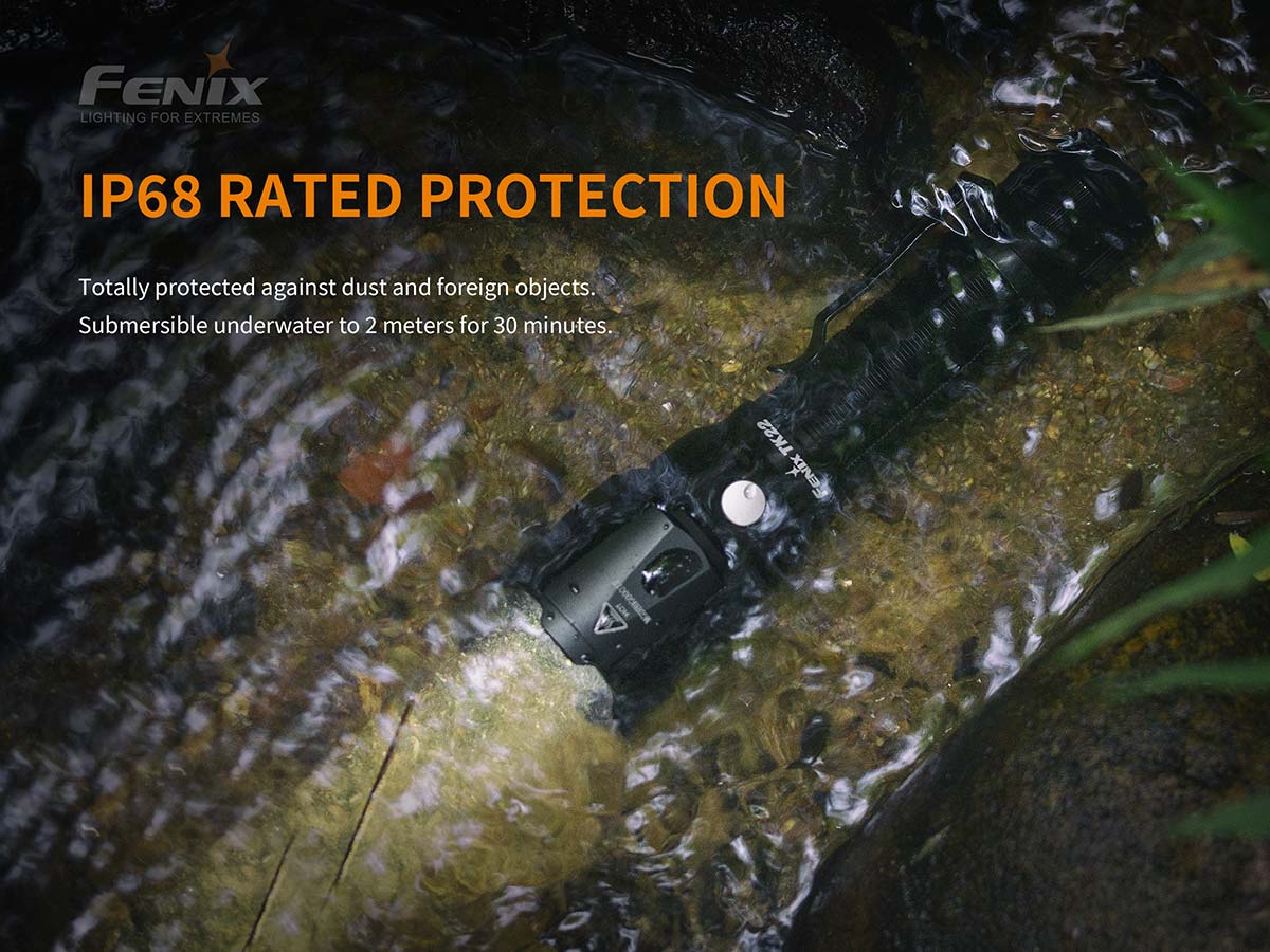 Fenix TK22 V2.0 Tactical Flashlight - 1200 Lumens, Rechargeable, IP68 Waterproof - Perfect for Camping, Hiking & Emergency Situations