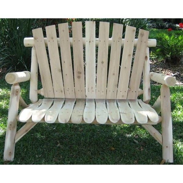 4 ft Cedar Log Love Seat Bench - Rustic Outdoor Garden Patio Furniture for Backyard, Porch, and Deck Seating