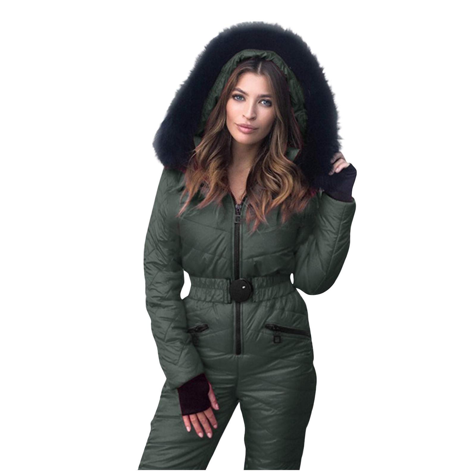 Eoailr Women's Winter Ski Jacket - Waterproof Hooded Snowsuit with Fur Collar for Skiing, Snowboarding & Outdoor Sports | Warm & Stylish Ski Jumpsuit for Cold Weather Adventures