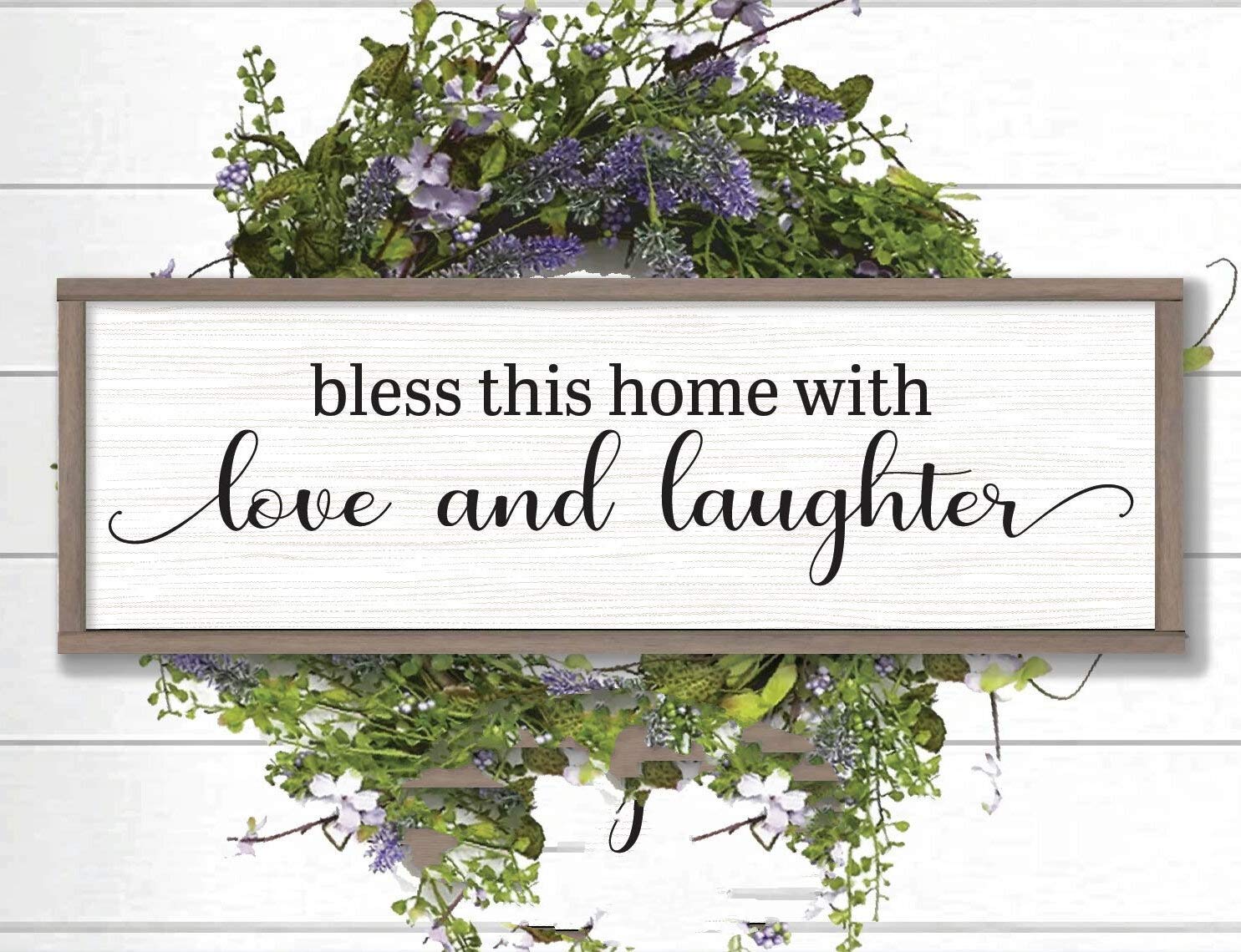 Farmhouse Wooden Signs & Plaques - Rustic Home Decor for Living Room, Bedroom - Bless This Home with Love & Laughter - Boho Wall Art, Housewarming Gift, Wedding Decor