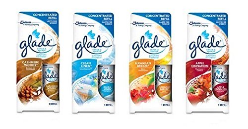 Glade Sense & Spray Variety Pack - Hawaiian Breeze, Cashmere Woods, Clean Linen & Apple Cinnamon Air Freshener Refills | Automatic Spray for Home, Office & Bathroom | Long-Lasting Fragrance for Fresh Indoor Spaces