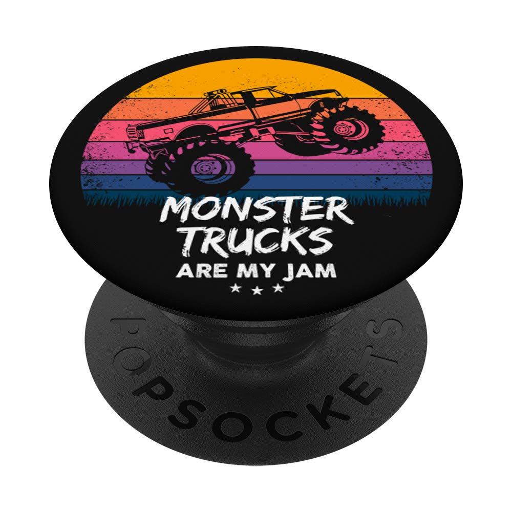 Vintage Monster Truck Retro Sunset PopSockets - Phone Grip & Stand for iPhone, Samsung, Tablets | Perfect for Car Lovers & Road Trips