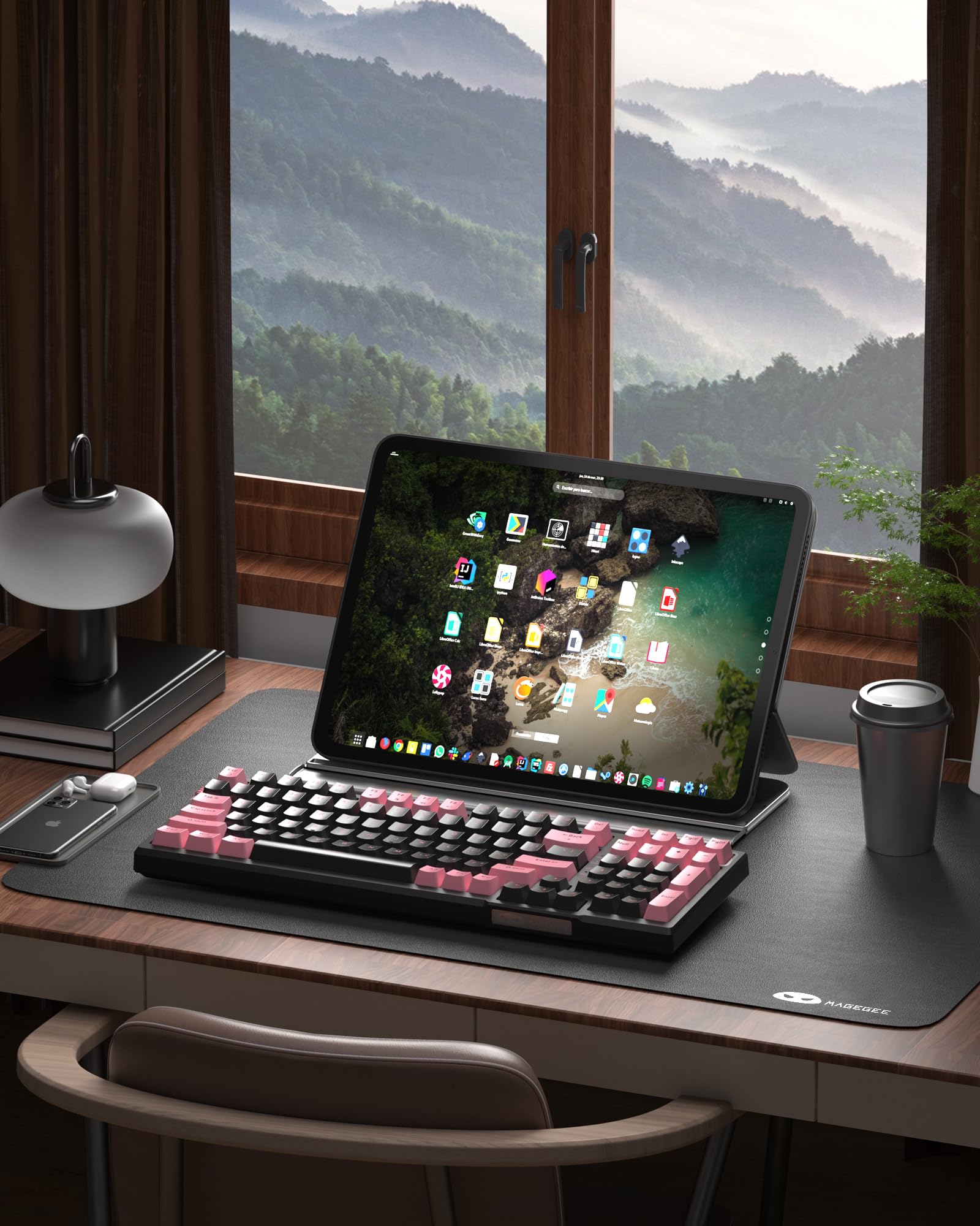 MageGee SKY98 Wireless Mechanical Gaming Keyboard - 96% Hot Swappable RGB Backlit, 5-Layer Sound Padding, Bluetooth/2.4G/USB-C Connectivity, NKRO for Windows & Mac (Pink & Black, Blue Whale Switch) - Perfect for Gaming, Office Work & Typing Enthusiasts