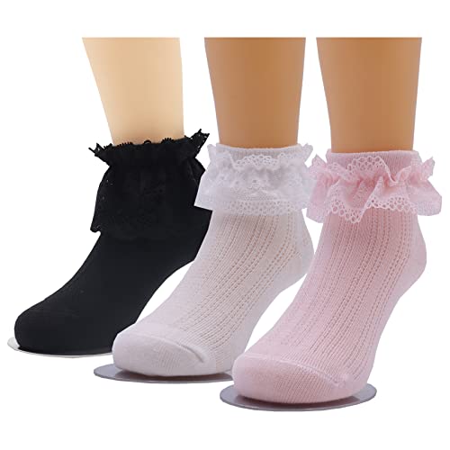 Black/Cream White/Pink, 3 Pairs