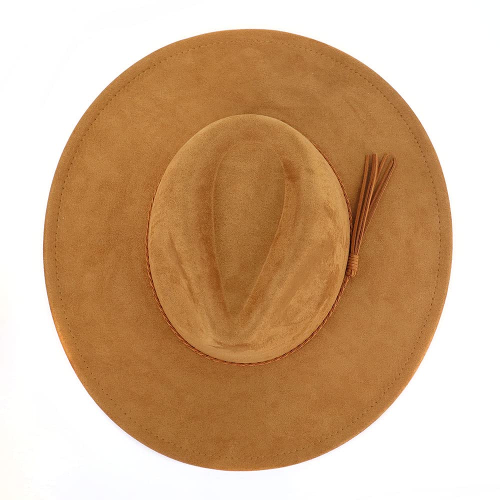 Stylish LIDHAY Wide Brim Fedora Hat for Women & Men - Western Suede Felt Panama Cowboy Hat - Perfect for Outdoor Activities, Beach Vacations, and Fashion Statements