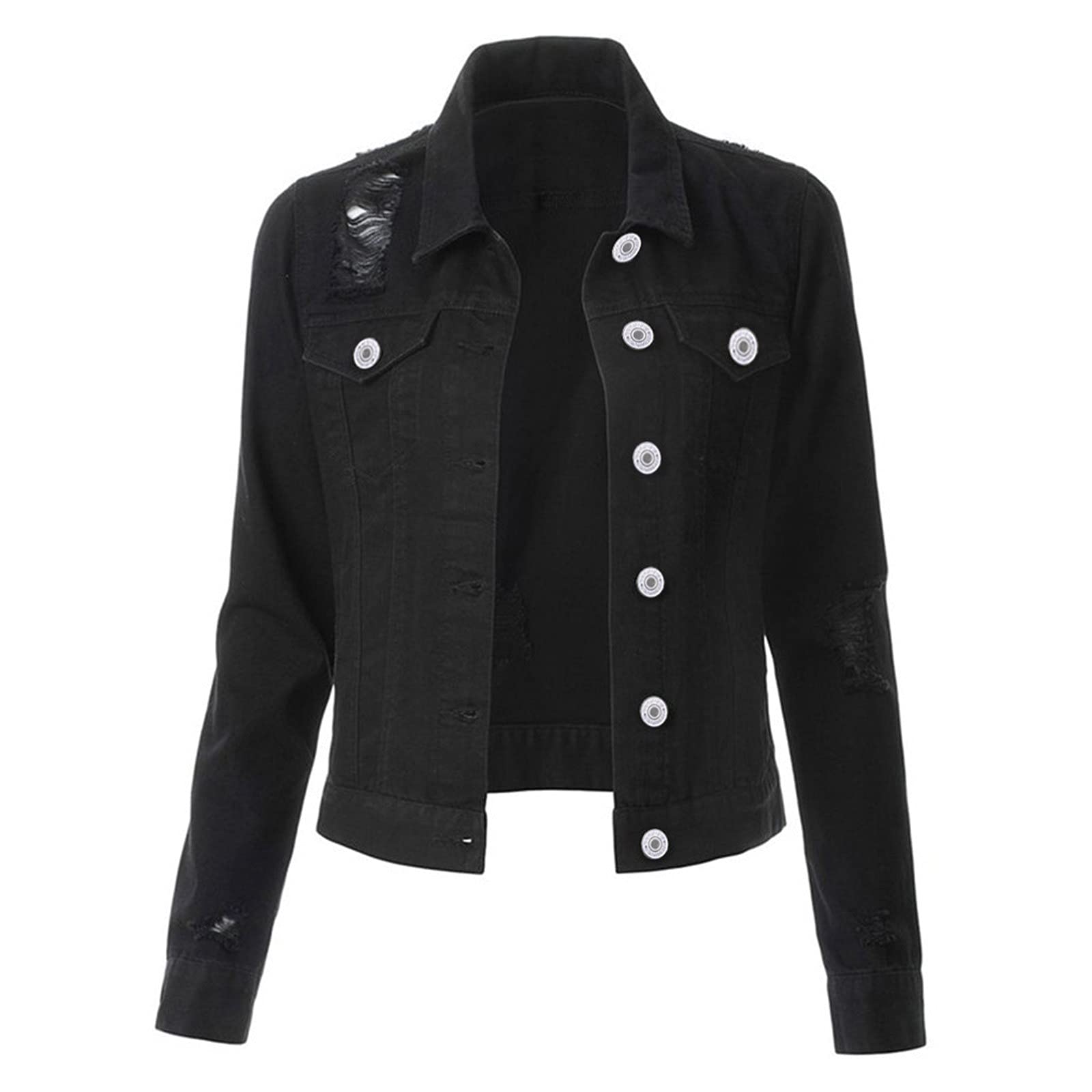 Women's Casual Denim Jacket with Beaded Embellishments - Stylish Jean Coat for Dresses & Everyday Wear | Perfect for Spring, Fall & Date Nights