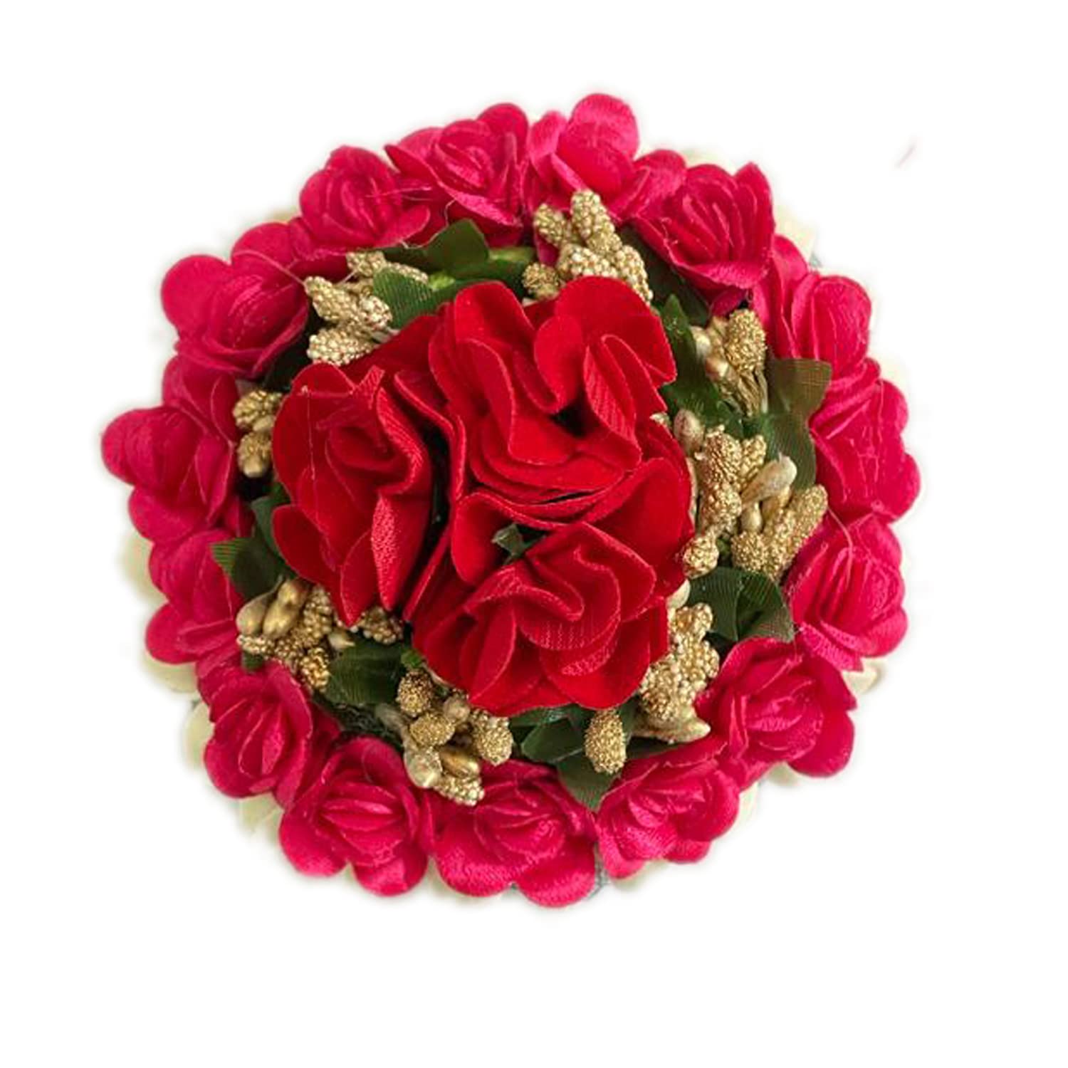 GuruEmbelish Artificial Flower Hair Bun Gajra - Bridal Hair Accessories for Women & Girls (Red, Pack of 1) - Perfect for Weddings, Parties & Special Occasions
