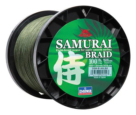 Daiwa Samurai Braided Fishing Line - High Strength Green PE Line for Saltwater & Freshwater Fishing - Perfect for Bass, Trout, and Offshore Angling