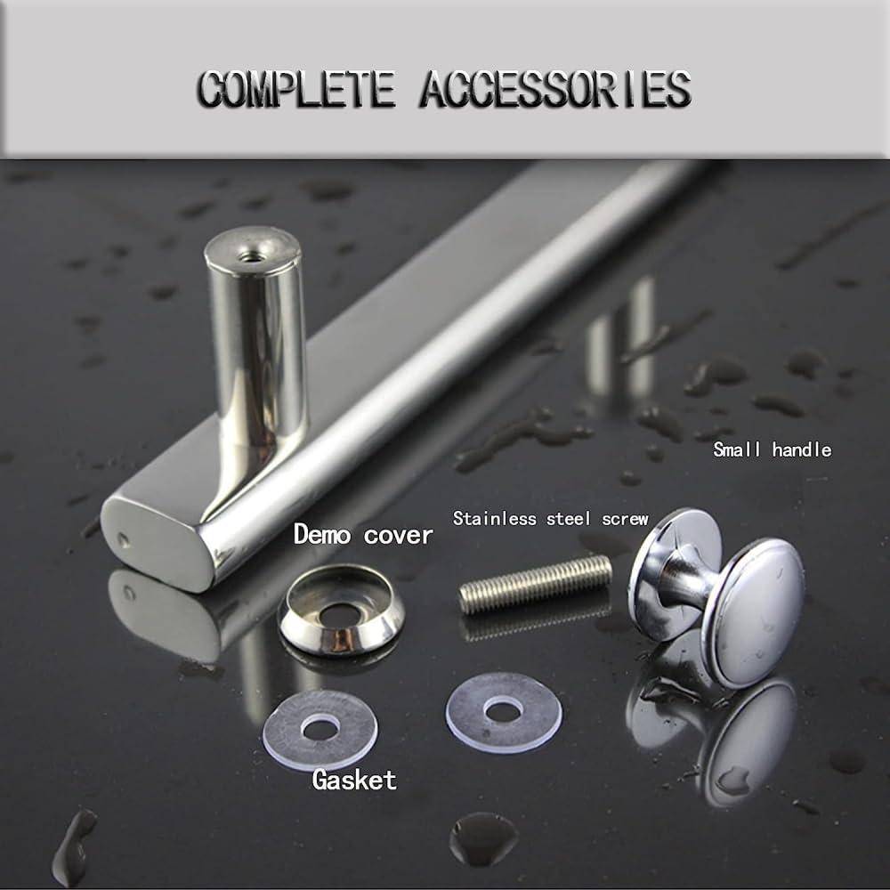 Premium Stainless Steel Shower Door Knob & Towel Bar Set - Modern Bathroom Hardware Replacement for Glass Shower Enclosures | Durable & Rust-Resistant | Perfect for Home, Hotel & Spa Bathroom Upgrades