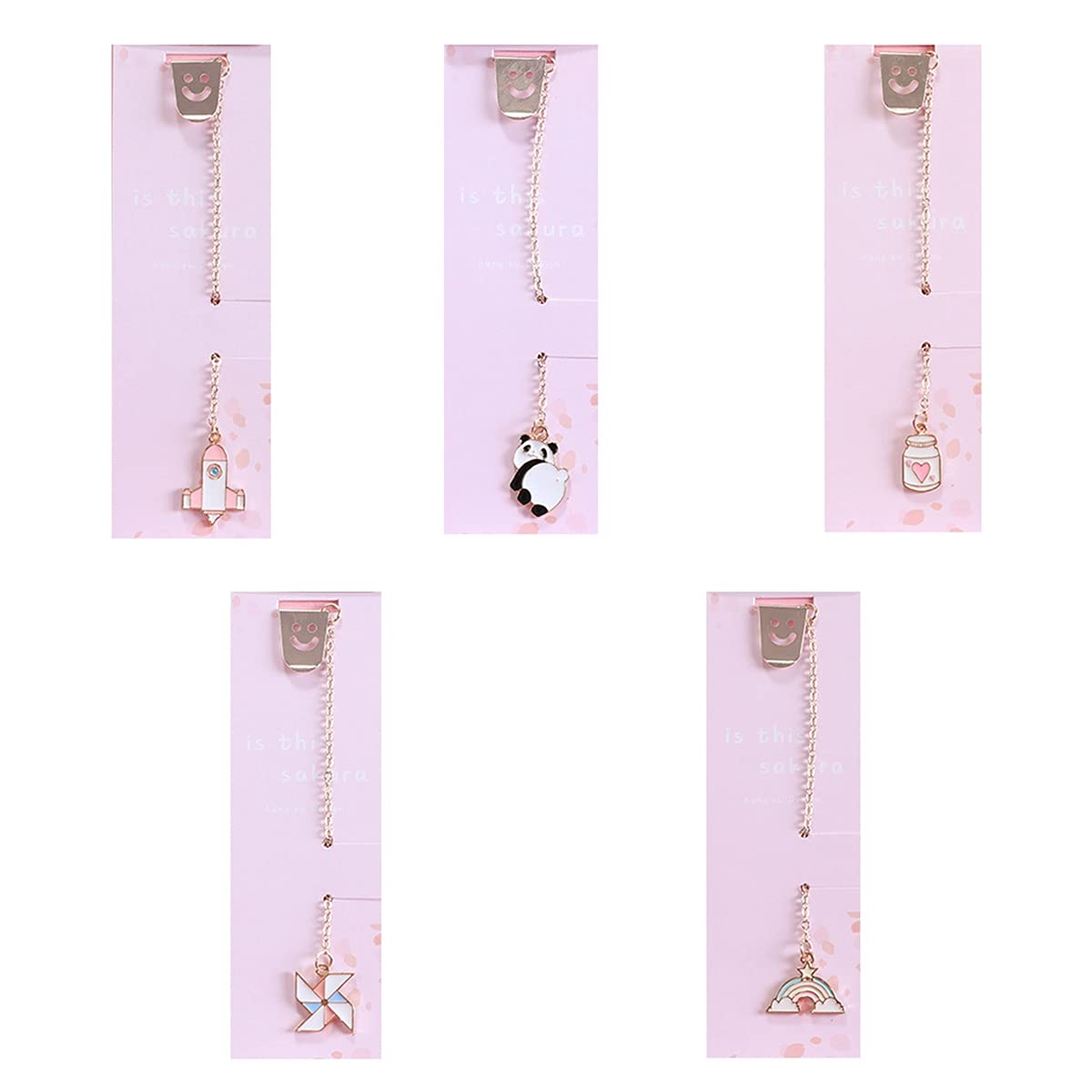 5-Piece Cartoon Metal Bookmark Set - Brass Reading Bookmarks for School, Office, Teachers & Students - Cute Stationery Supplies for Books, Journals & Gifts - Perfect for Book Lovers, Readers & Study Accessories
