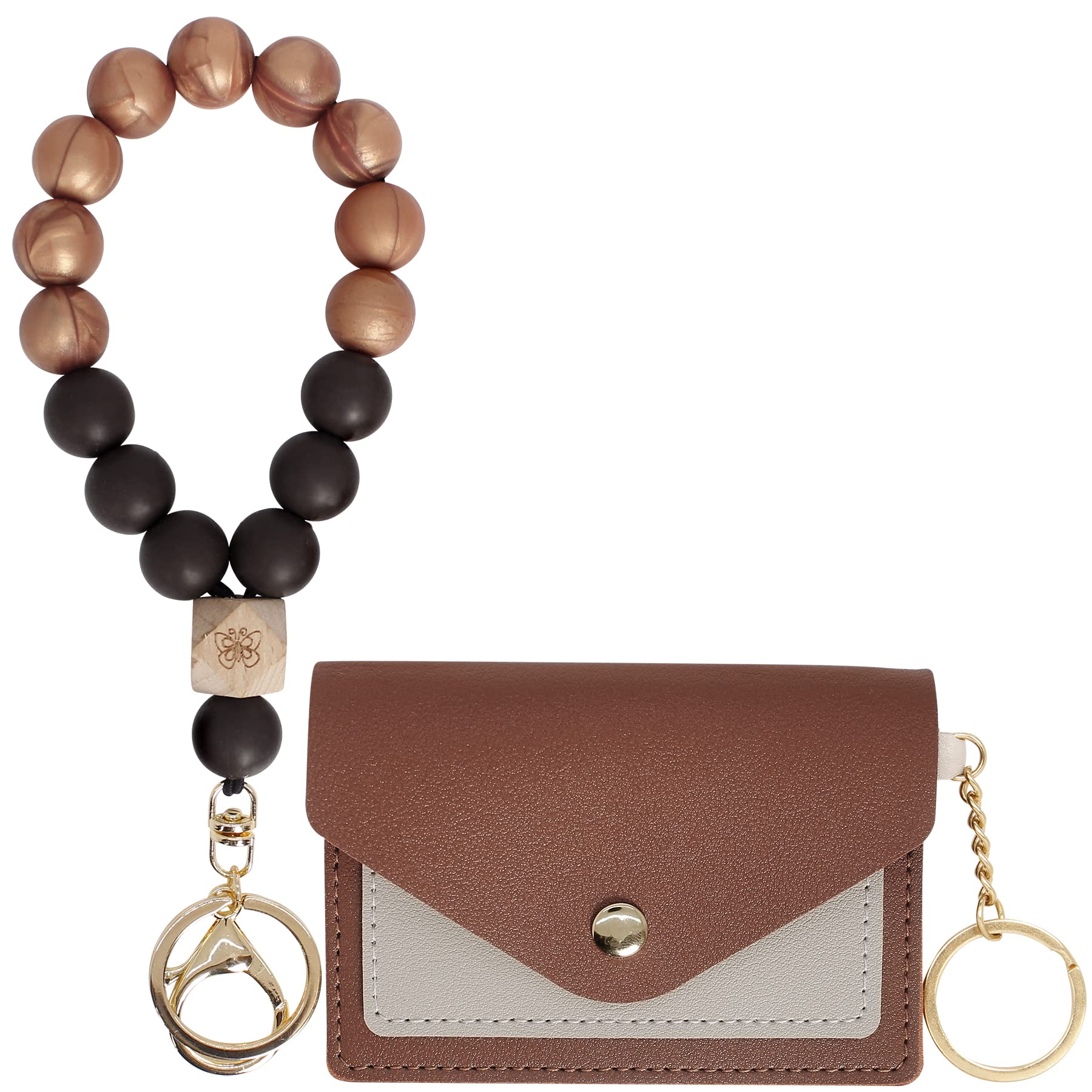 Hisuper Women's Silicone Beaded Wristlet Keychain Bracelet Wallet - Stylish Bangle Card Holder & Car Key Rings for Everyday Use, Travel, and Gifts