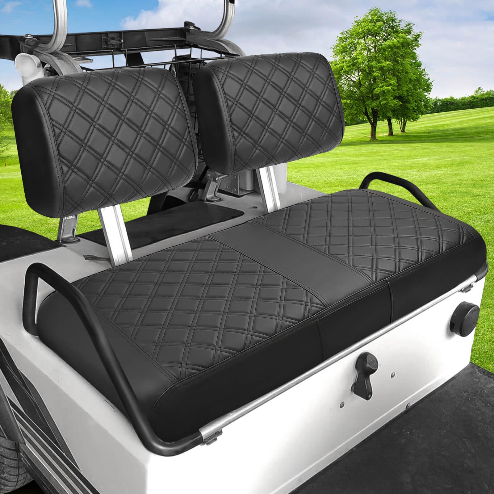 Club Car DS Pre-2000 Golf Cart Seat Cover - OEM Replacement Front Seat Cushion for Club Car DS 1982-2000 Models - Thick Vinyl Leather, Comfortable & Breathable with Concave/Convex Design - Perfect for Golf Courses, Resorts & Neighborhood Transport