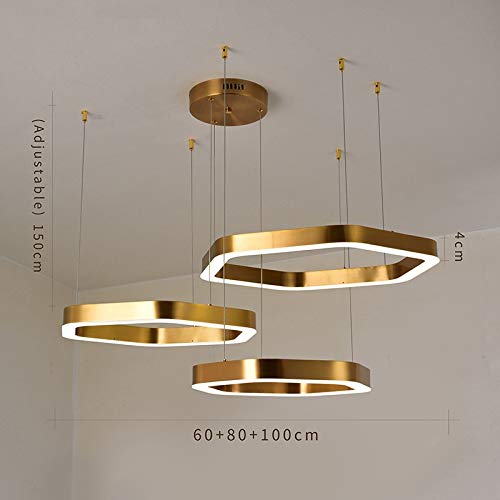 Gold Ring LED Chandelier - 60/80/100cm Modern Crystal Ceiling Light Fixture for Living Room, Dining Room, Bedroom & Kitchen | Energy Saving Indoor Lighting (Cold White) | Perfect for Home Decor, Wedding & Restaurant Ambiance