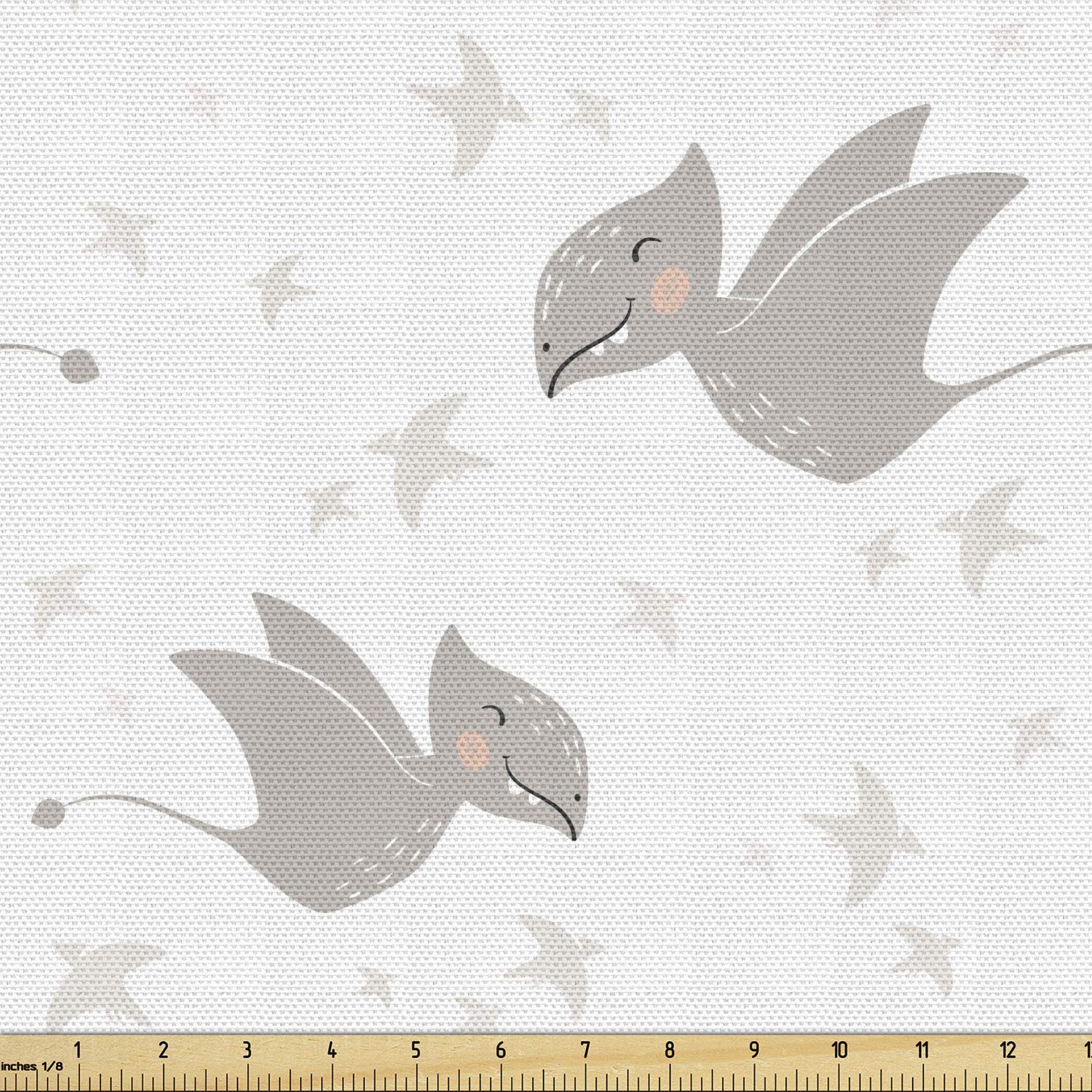 Ambesonne Cartoon Flying Dinosaurs Pterodactyls Print Fabric by The Yard - 10 Yards White Pale Taupe Decorative Cotton Material for Upholstery, DIY Crafts, Home Decor & Nursery Accents - Perfect for Curtains, Pillows, Tablecloths & Kids Room Decorations