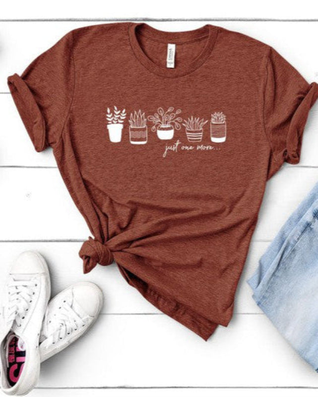Just One More Succulent Graphic Soft Style T-Shirt - Cute Plant Lover Tee for Women, Casual Comfort Fit Cotton Top for Everyday Wear, Gardening & Outings