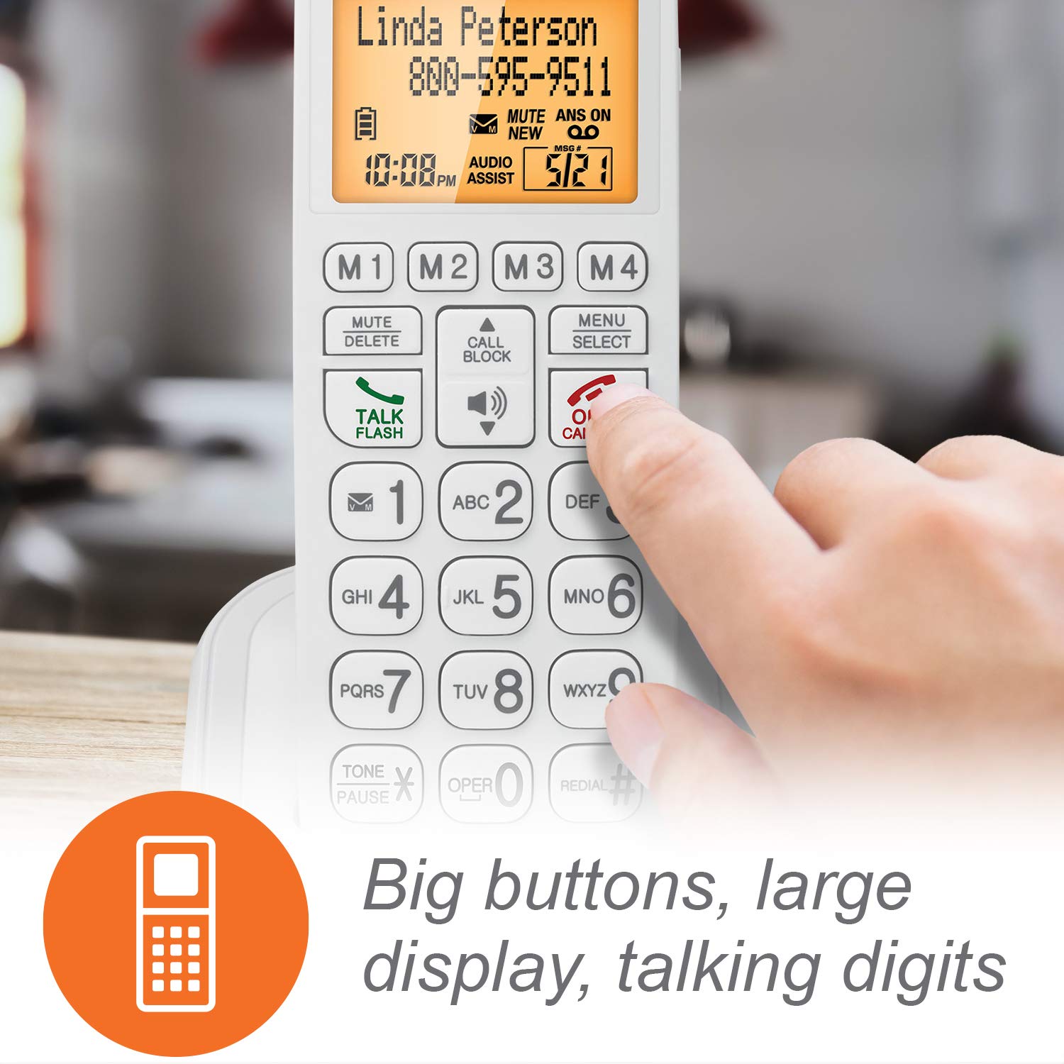VTech CareLine SN5147 Amplified Corded/Cordless Phone for Seniors - 90dB Extra Loud Ringer, Big Buttons & Large LCD Display - Easy-to-Use Home & Office Landline Telephone System for Elderly & Hearing Impaired