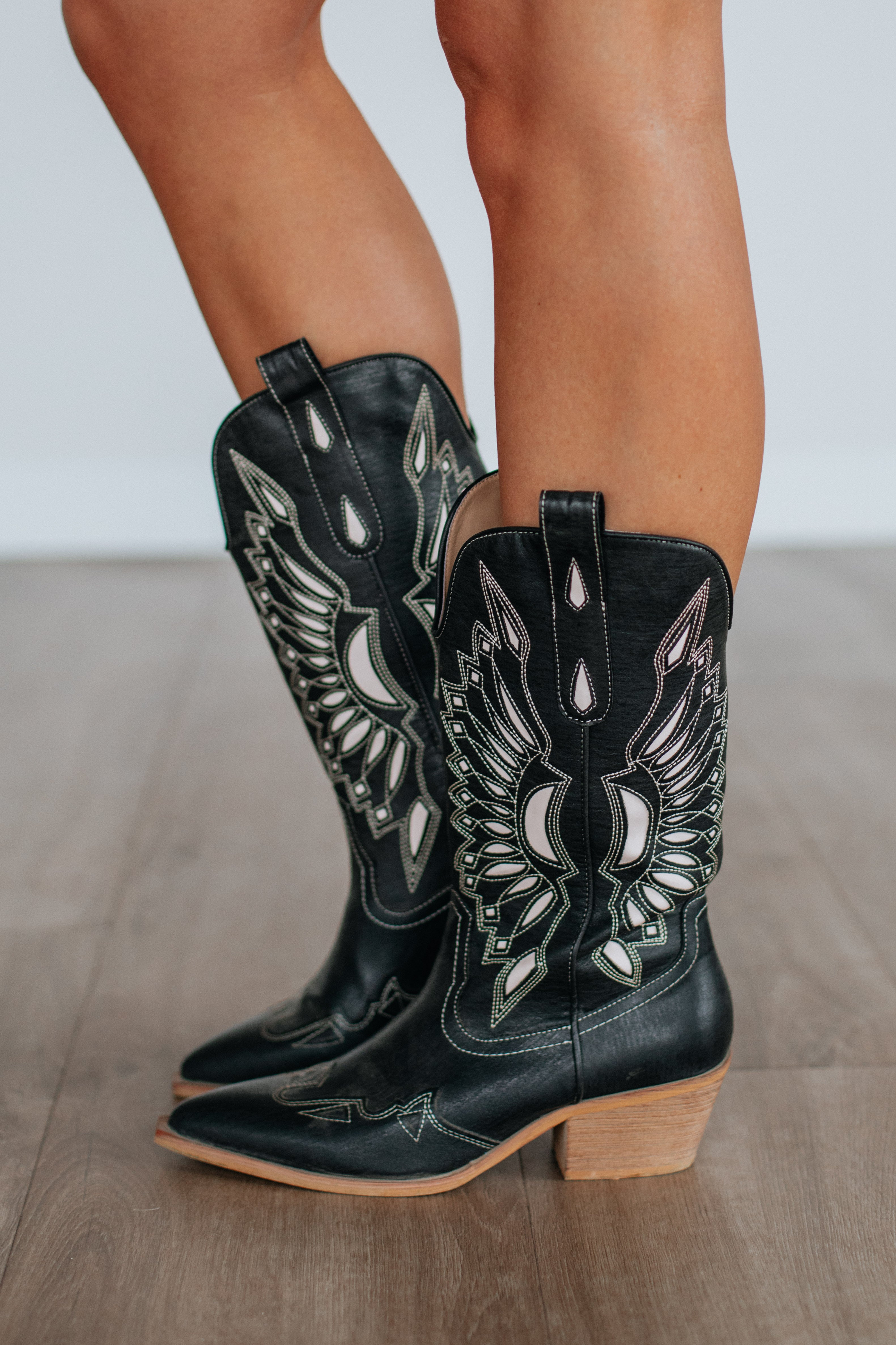 Someone Else's Problem Cowgirl Boots - Black | Western Style Ankle Boots for Women | Perfect for Country Rides, Concerts & Casual Outfits
